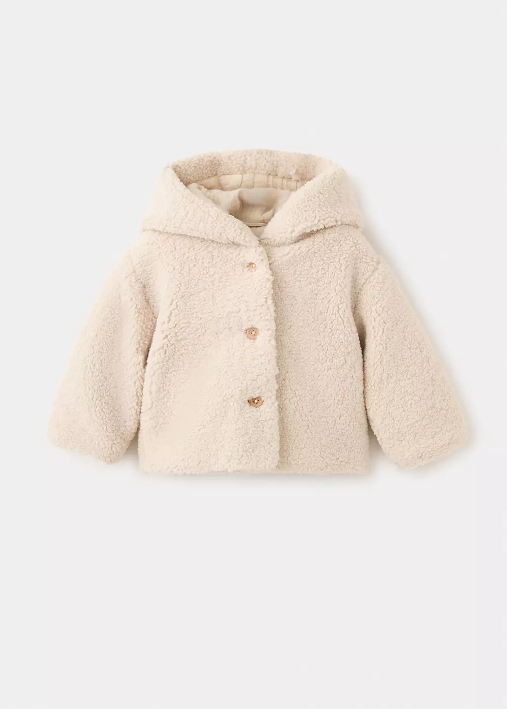 Manteau imitation mouton retourné capuche, MANGO BABY