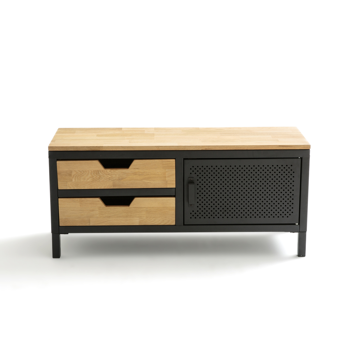 Product photograph of Agama Oak Metal Entryway Bench from La Redoute UK.