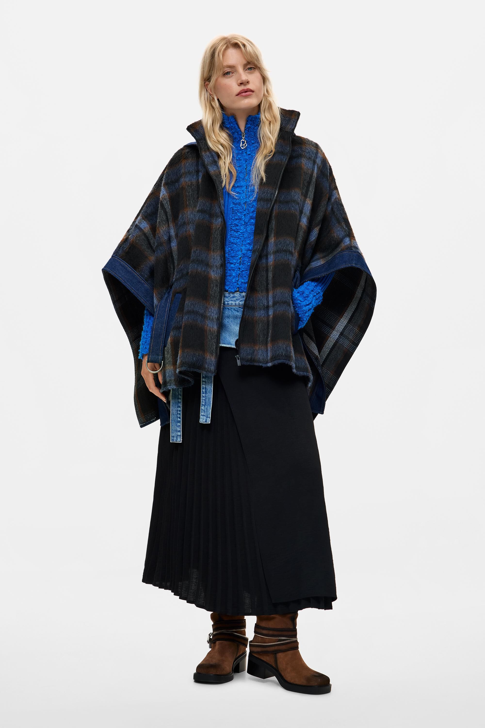Poncho en denim à carreaux, DESIGUAL