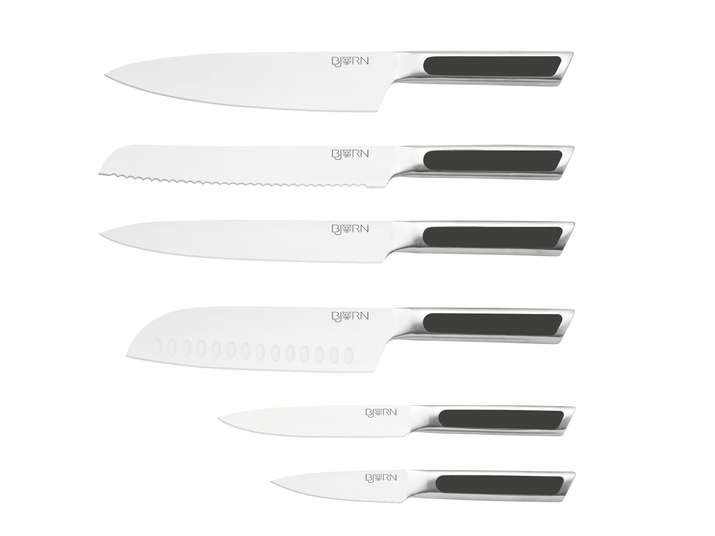 Lot de 6 couteaux de cuisine en inox, NUDE, BJORN