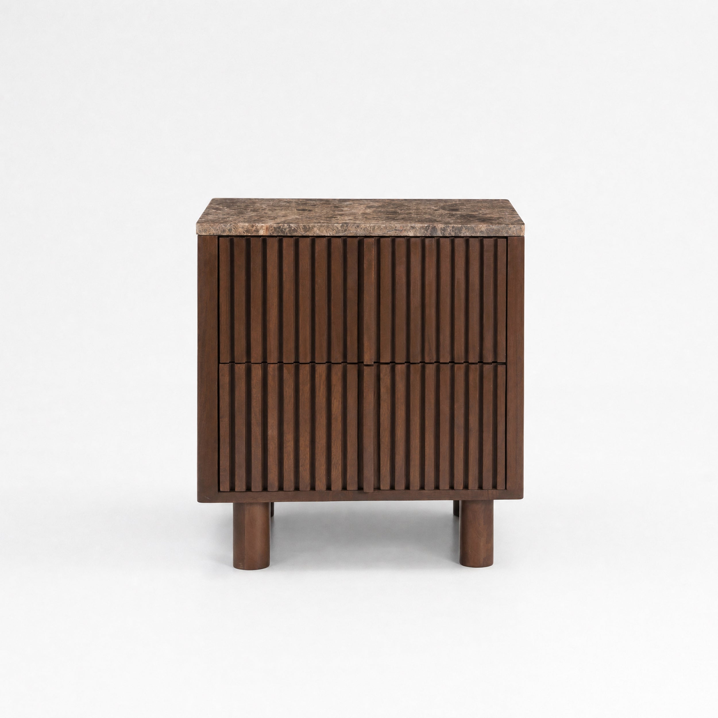 Table de chevet en bois de manguier et plateau en marbre - FLAVIO, MAISON PAVANE