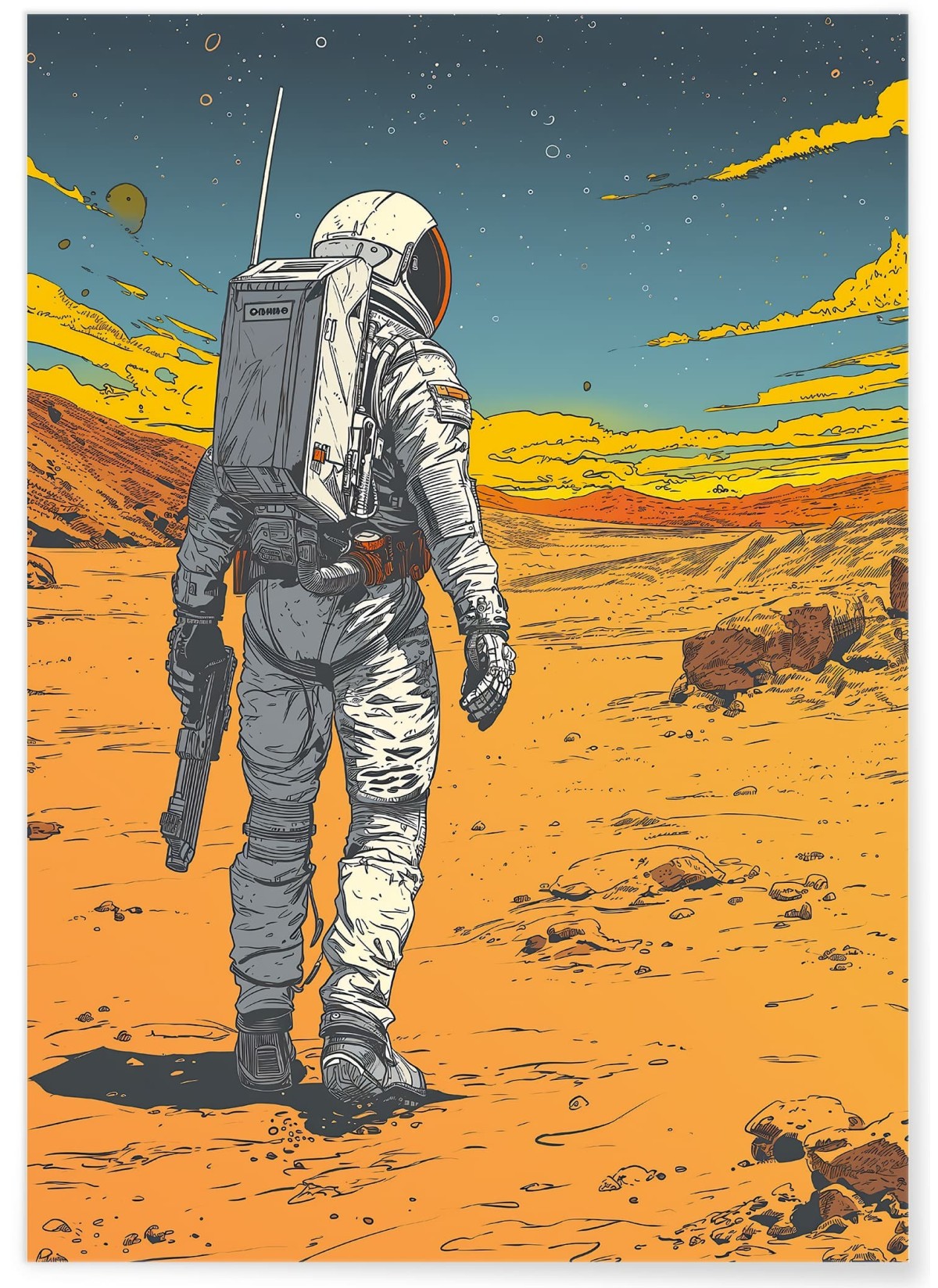 Affiche Astronaute explorant un Désert, L'AFFICHERIE