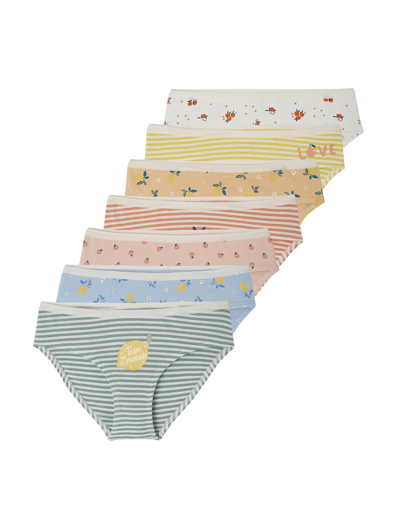 Lot de 7 culottes fruits d'été en coton bio, VERTBAUDET