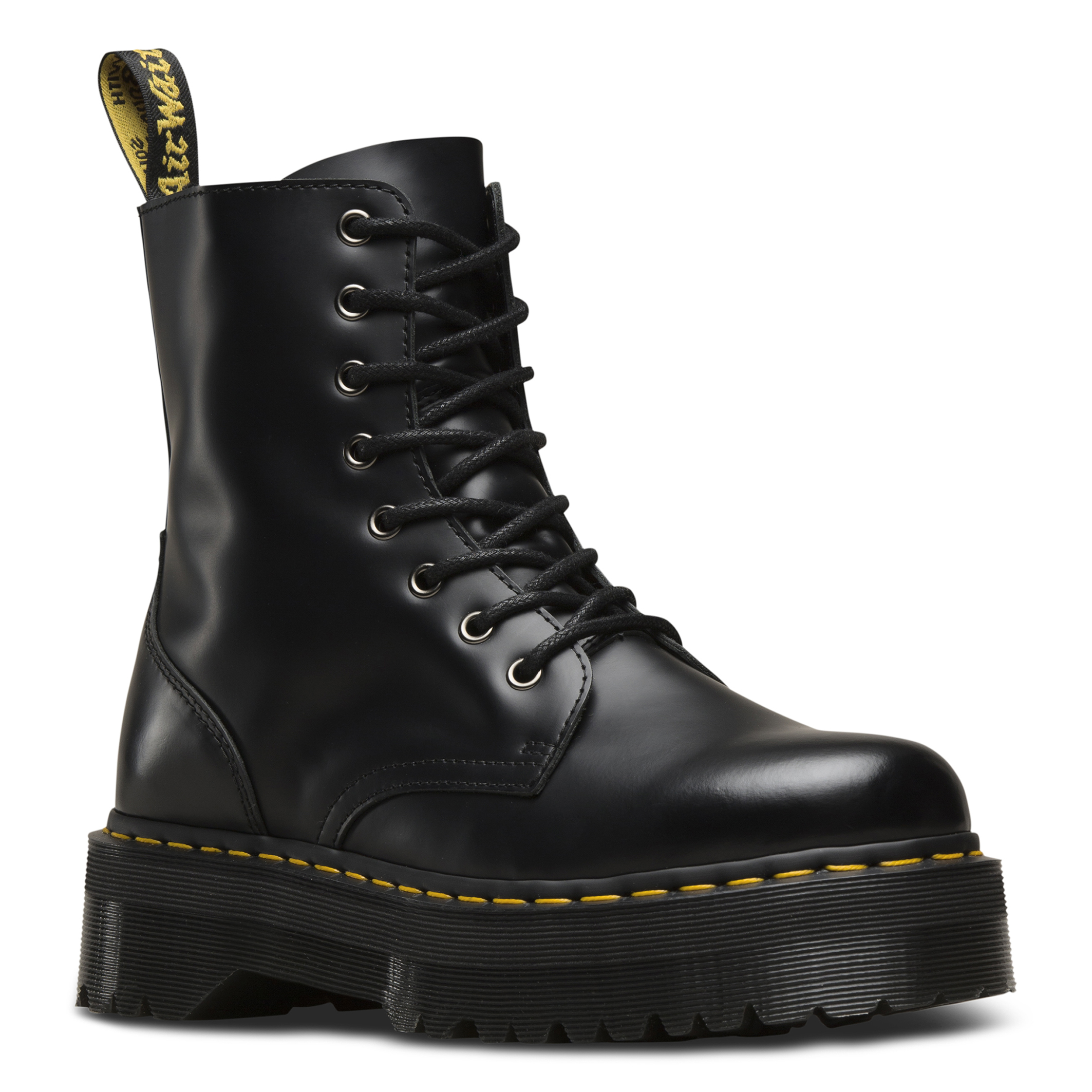 Jadon smooth platform boots in leather, black, Dr. Martens | La
