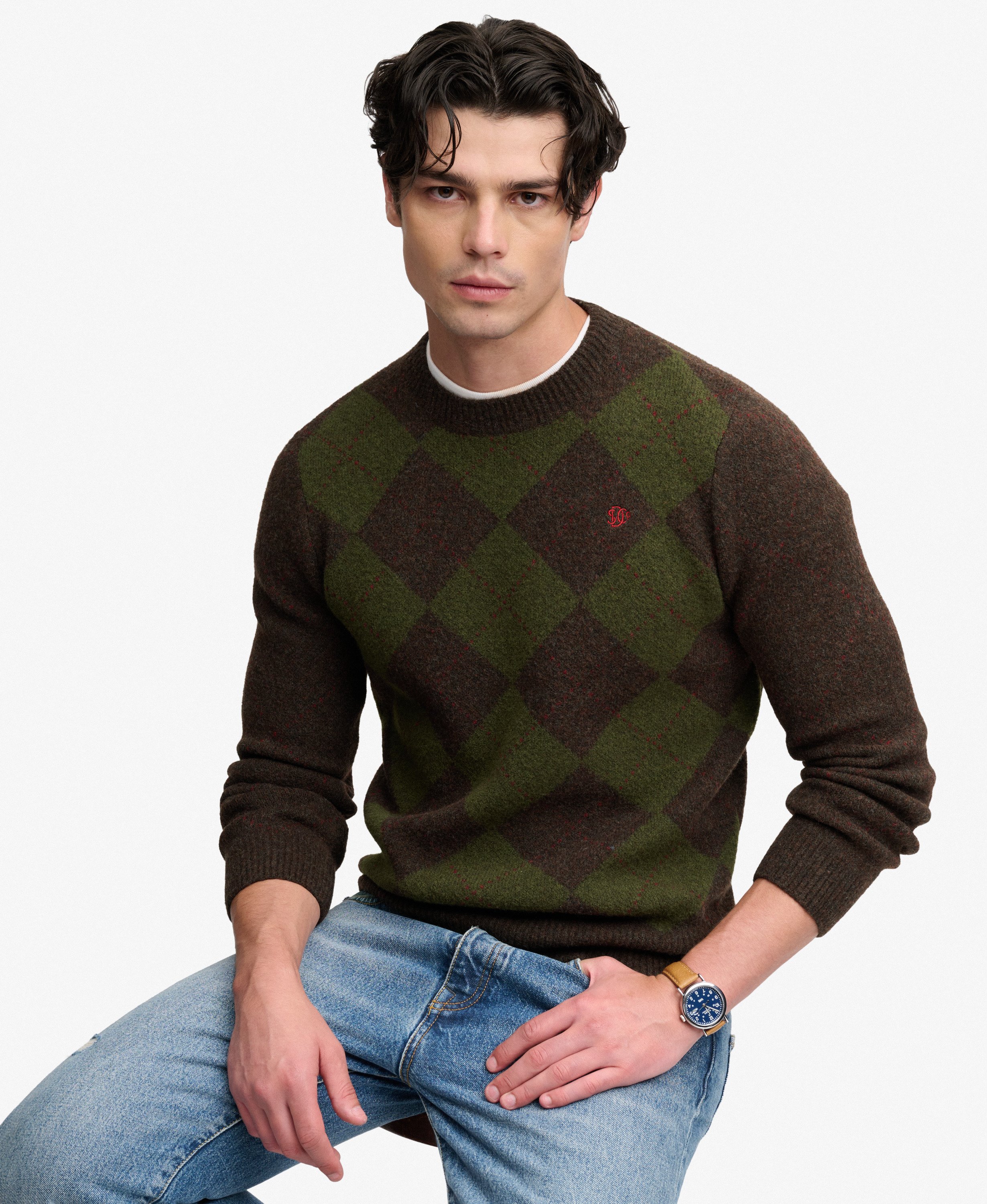 Pull Argyle coupe décontractée, SUPERDRY