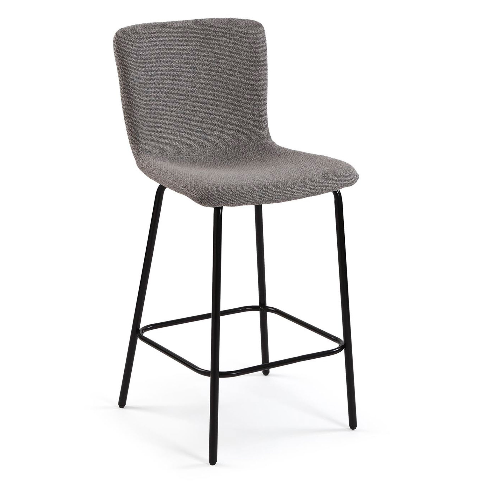 Tabouret de bar métal noir et assise tissu gris 51x44.5x93.5cm, WADIGA