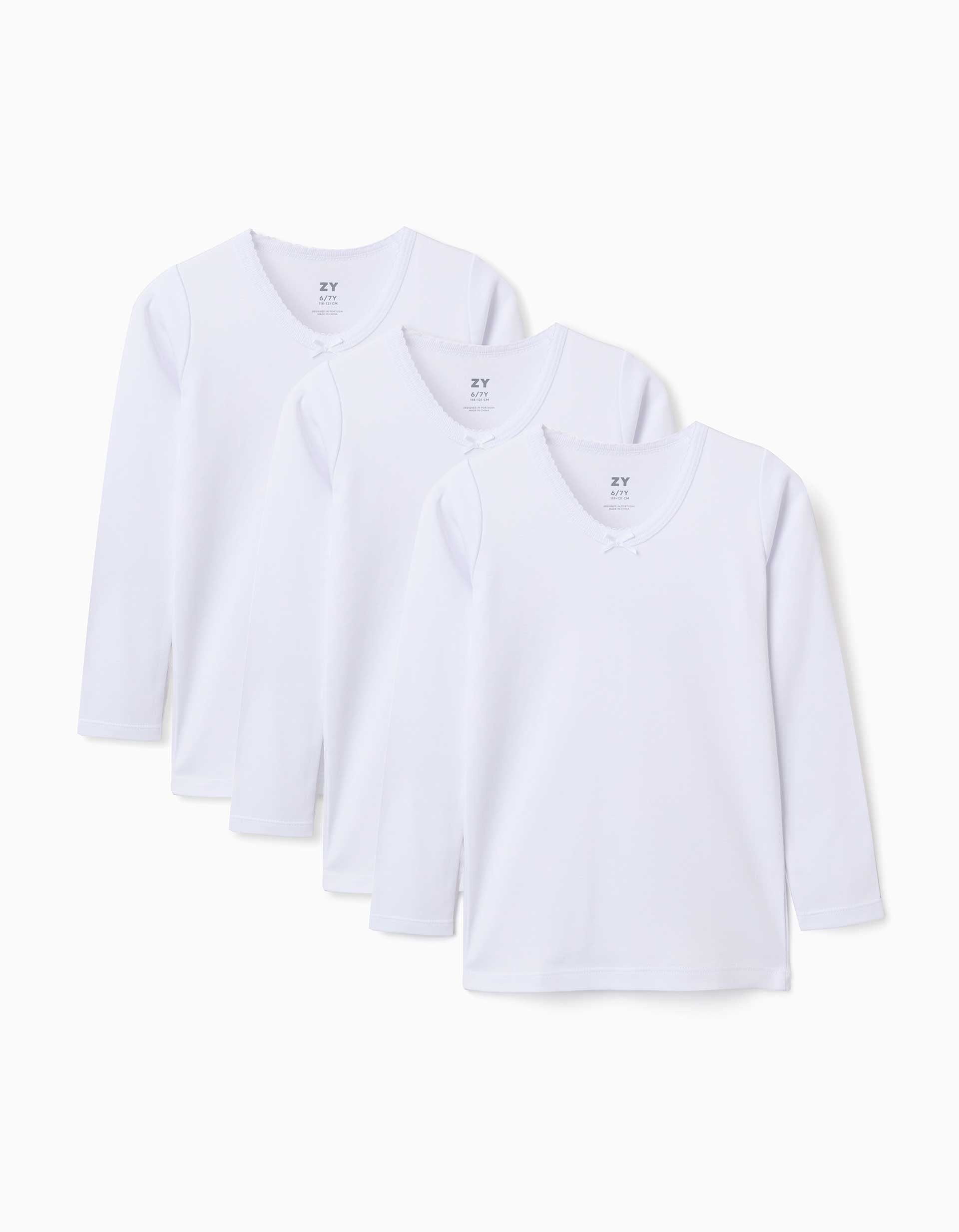 Lot de 3 T-shirts maillot de corps à manches longues en coton peigné, ZIPPY