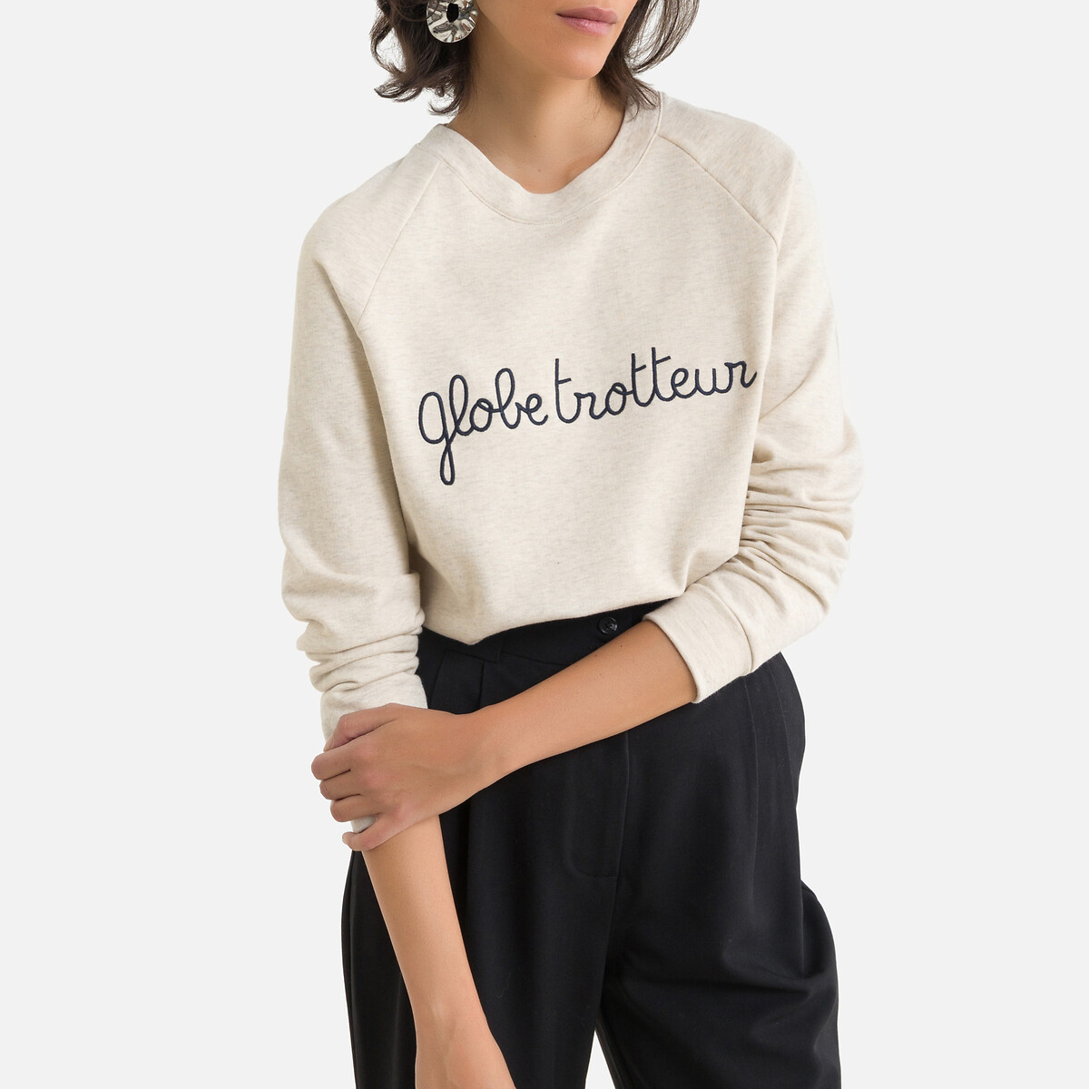 embroidered slogan sweatshirt