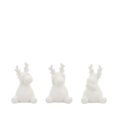 Set of 3 White Light Up Reindeer SO'HOME