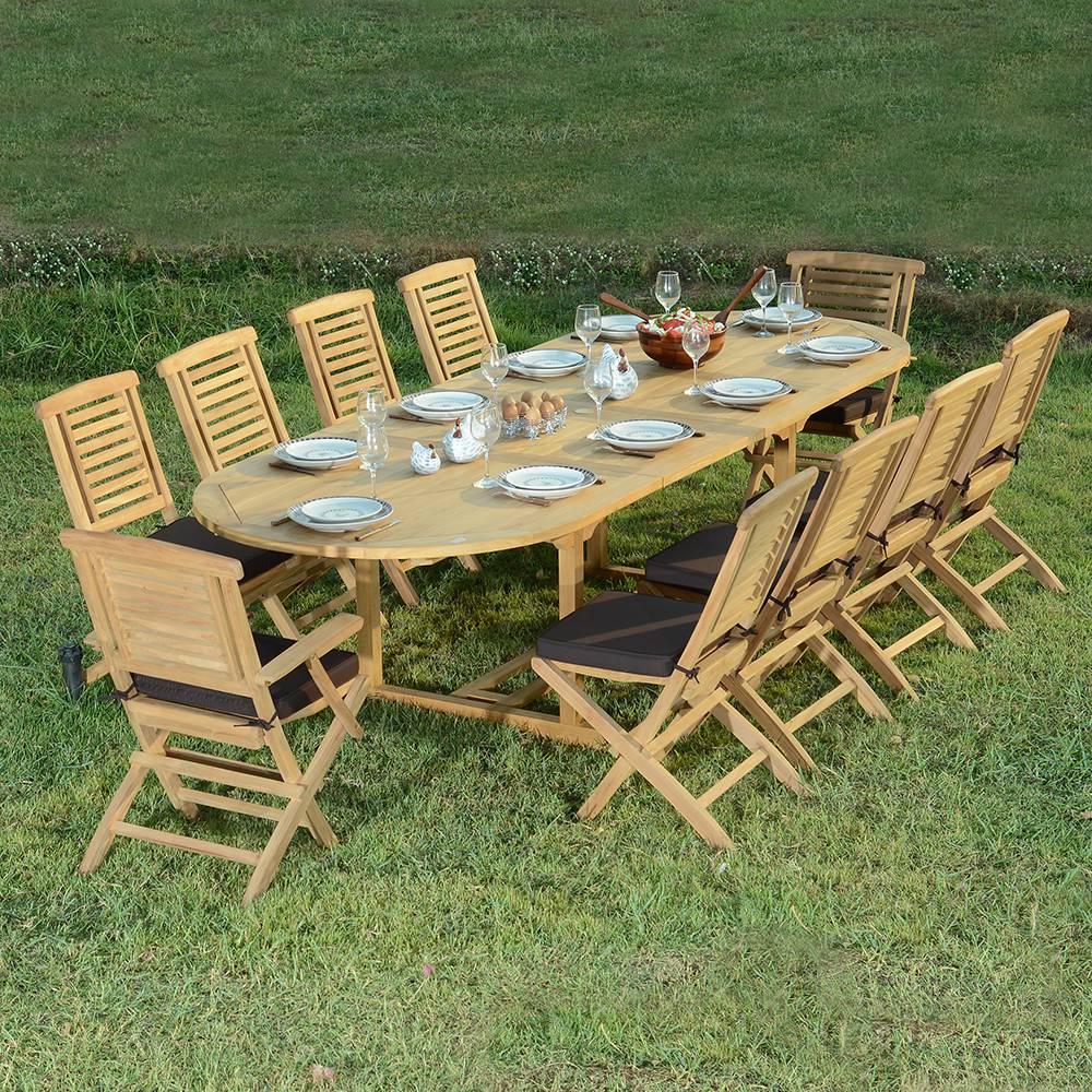 Salon de jardin teck massif Khania, 10 places, TECK ATTITUDE