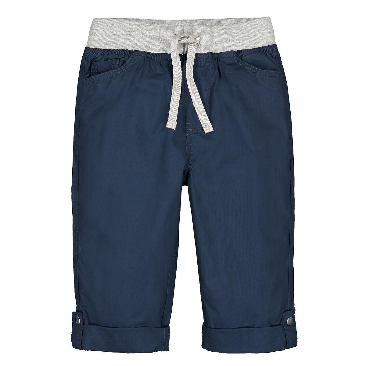 Cotton Cropped Trousers with Roll-Up Hems, 3-12 Years by La Redoute