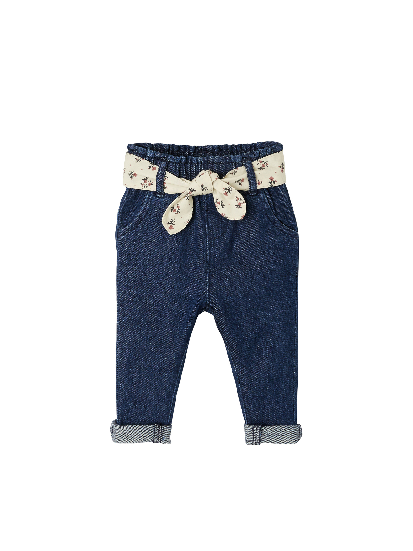 Jean avec ceinture en tissu, VERTBAUDET