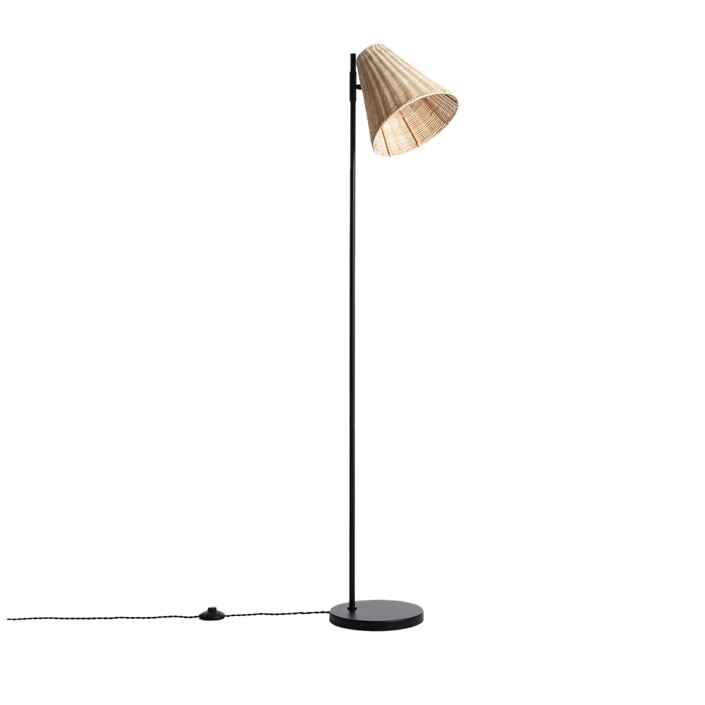 Lampadaire en métal avec abat-jour en rotin H151cm- RIO, DRAWER