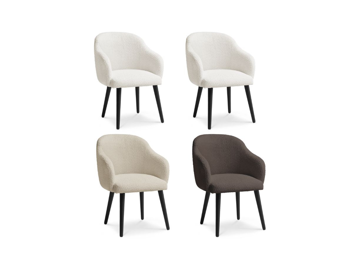 Lot de 4 chaises tissu bouclette, SOPHIE, BOBOCHIC