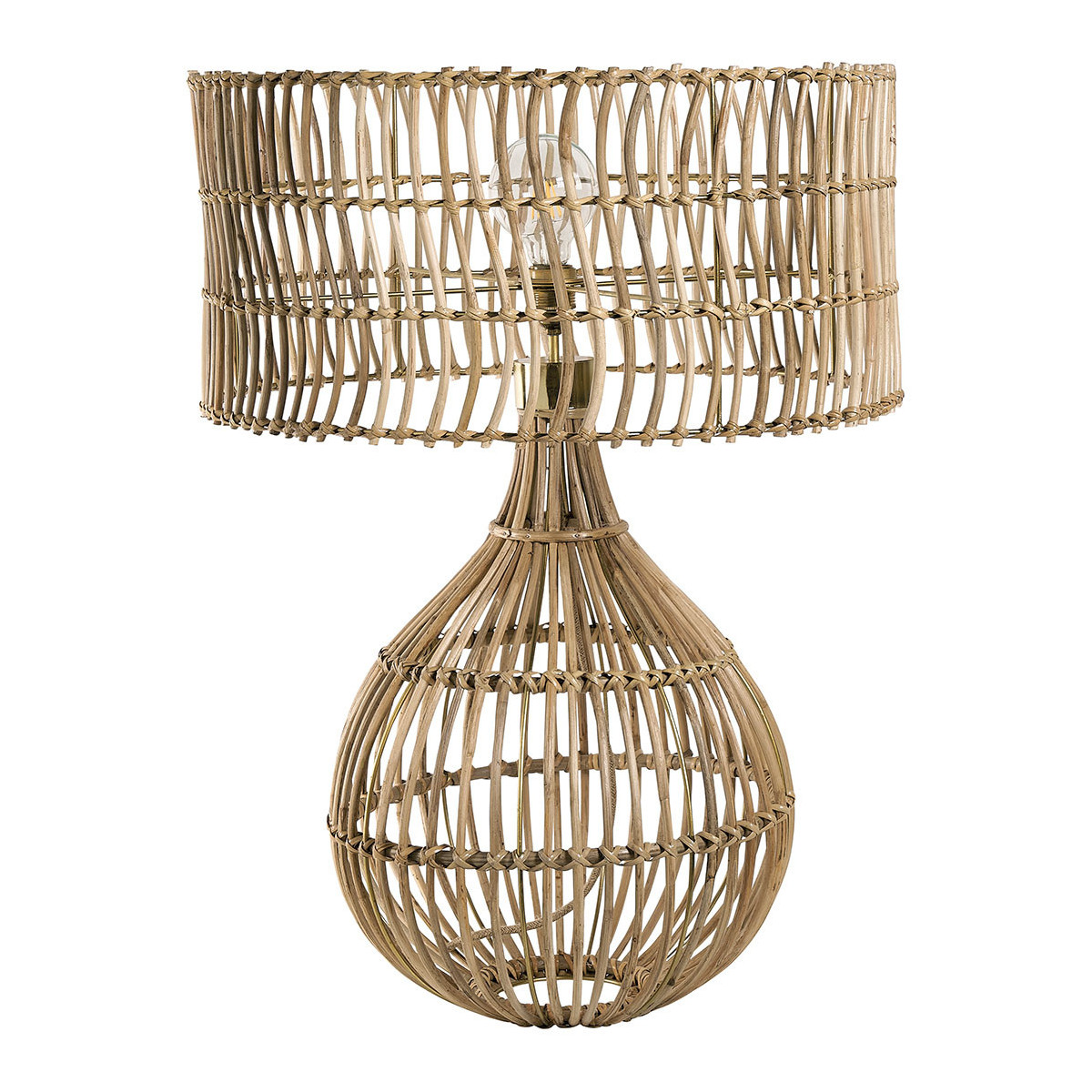 Pied de lampe en rotin, BLANC D’IVOIRE