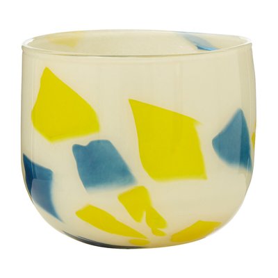 16cm Yellow and Blue Abstract Glass Planter SO'HOME