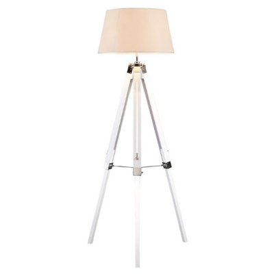 Adjustable White and Silver with White Shade Tripod Floor Lamp SO'HOME