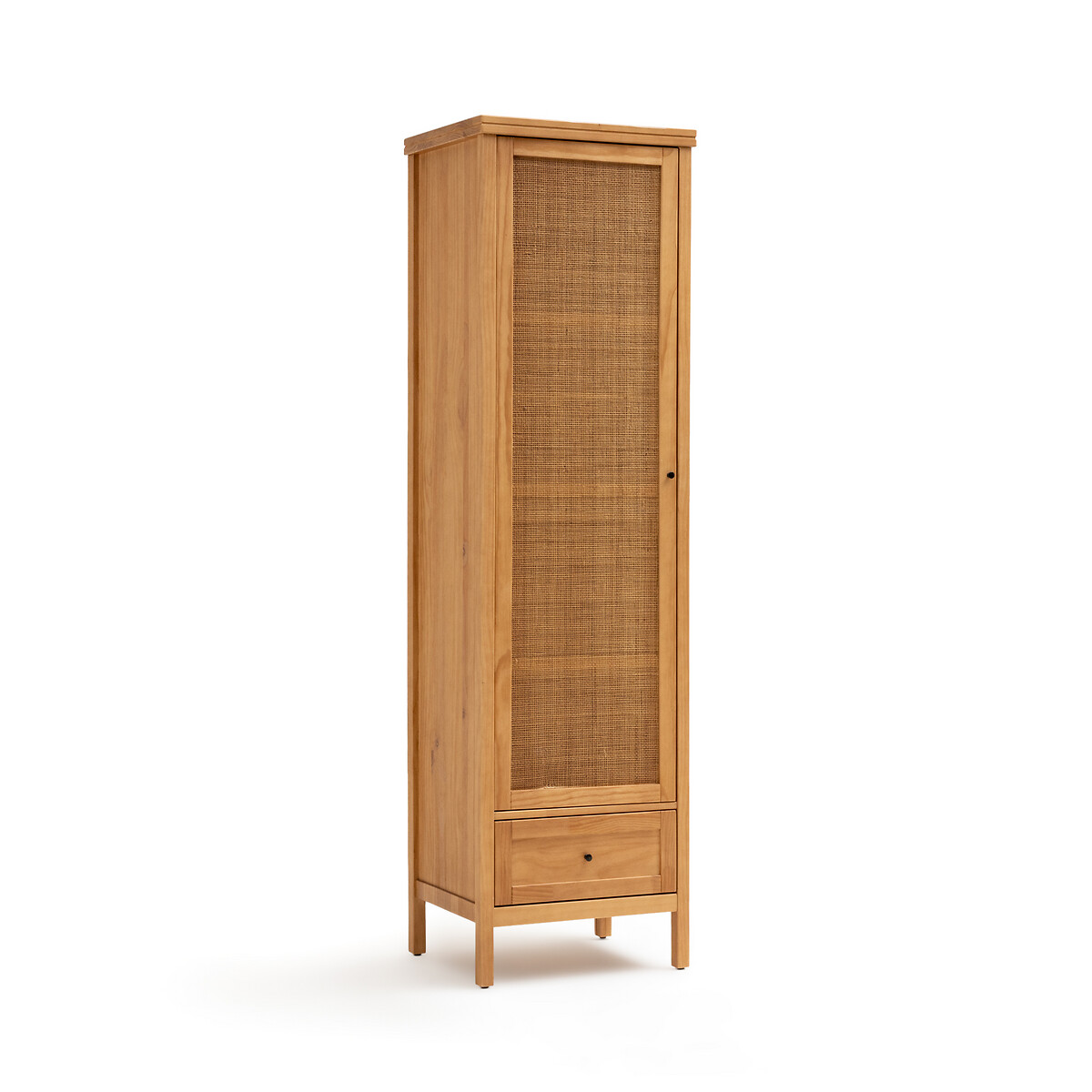 Gabin solid pine & rattan single wardrobe , natural, La Redoute ...