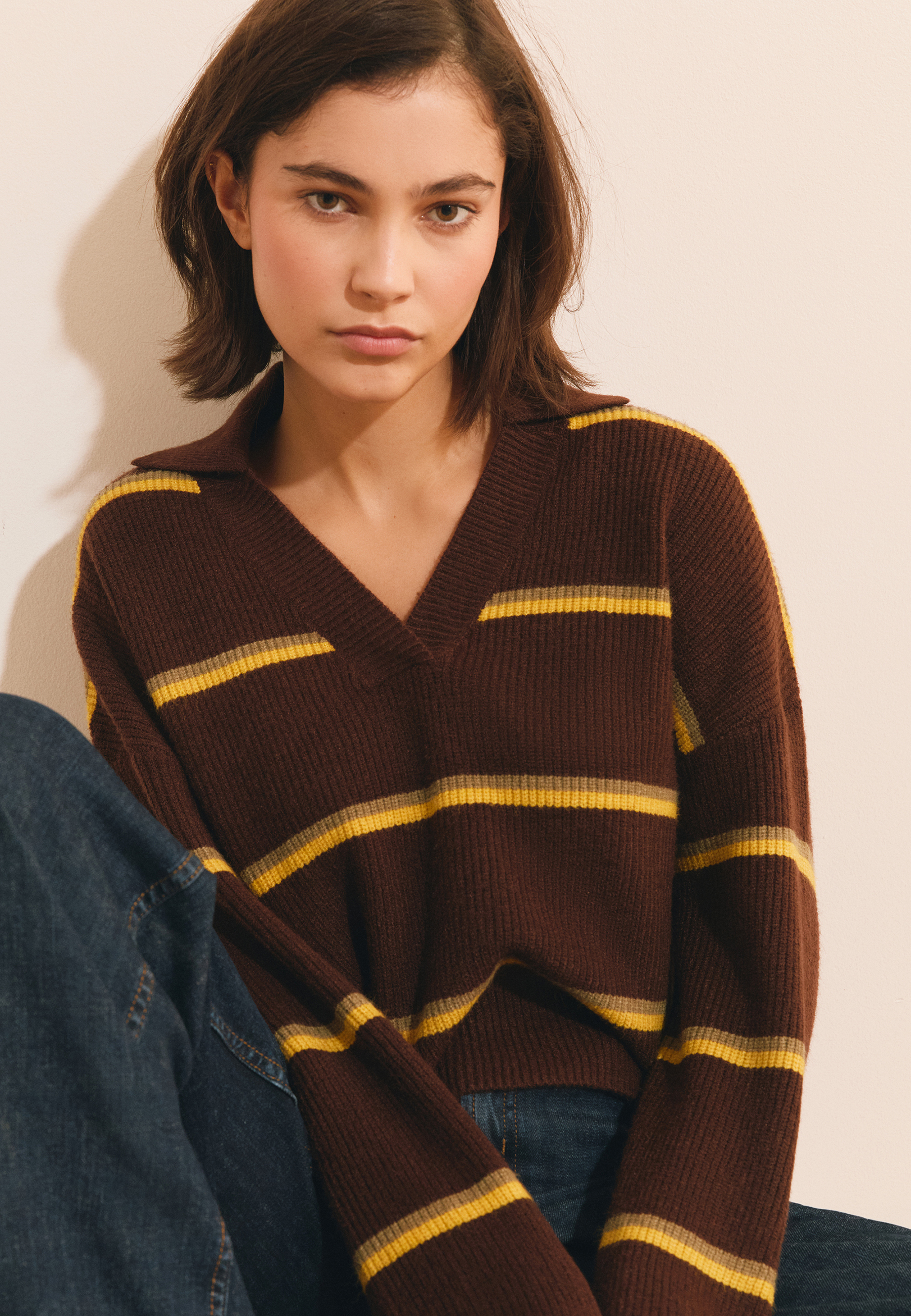 Pull rayé à manches longues avec col polo SUSIE POLO, ETAM