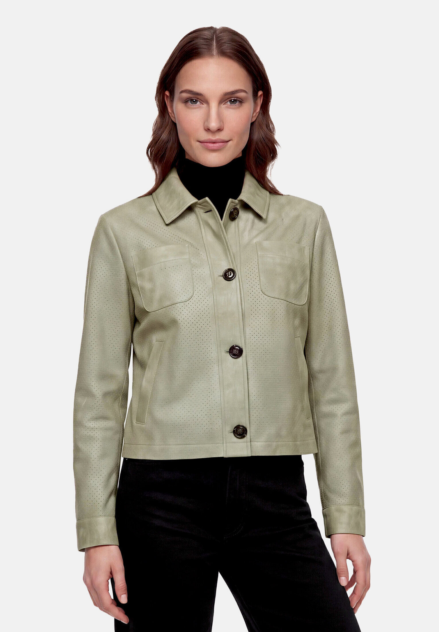 Veste en simili cuir à col, AMBER & JUNE