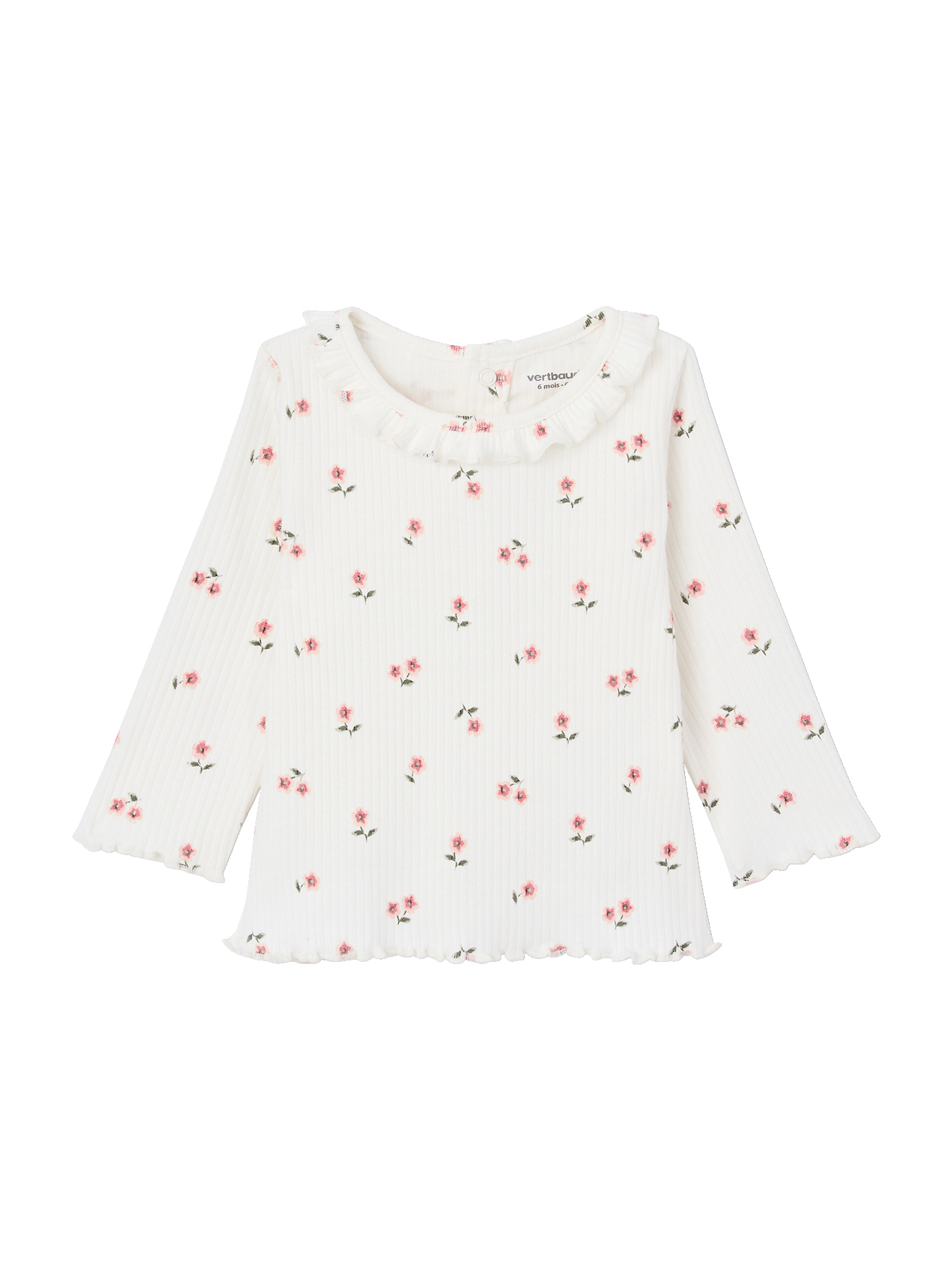 T-shirt bébé en maille côtelée manches longues, VERTBAUDET