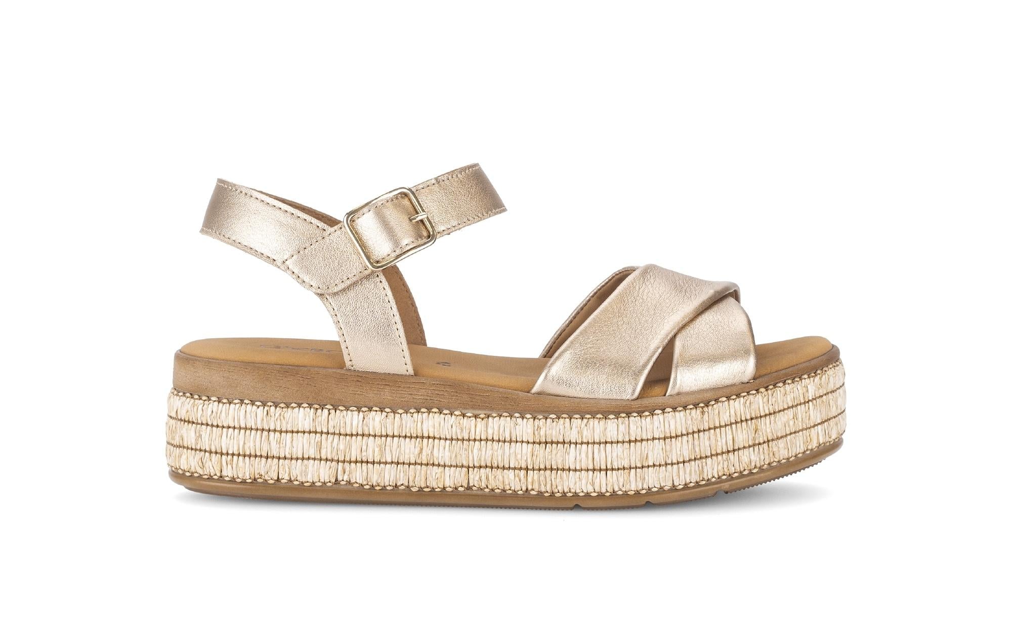 Sandales en cuir à talon compensé, GABOR