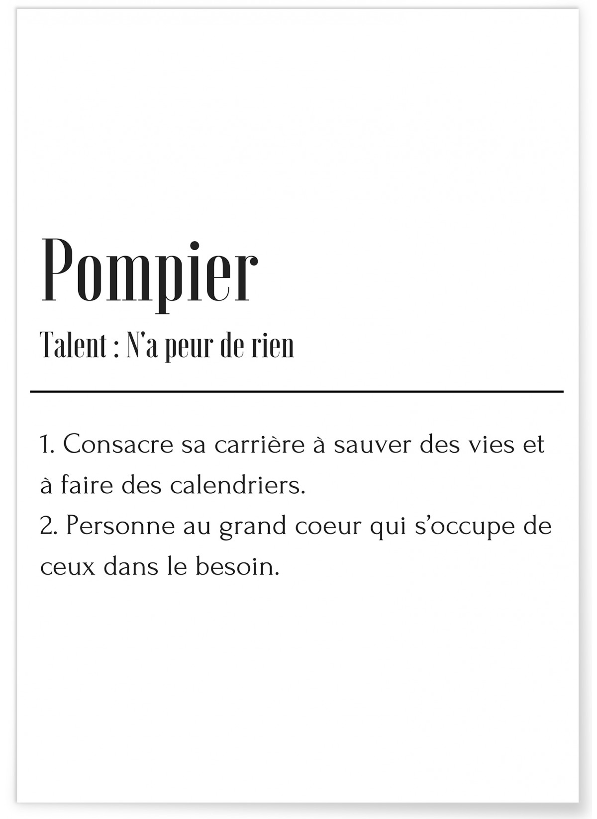Affiche Définition Pompier, L'AFFICHERIE