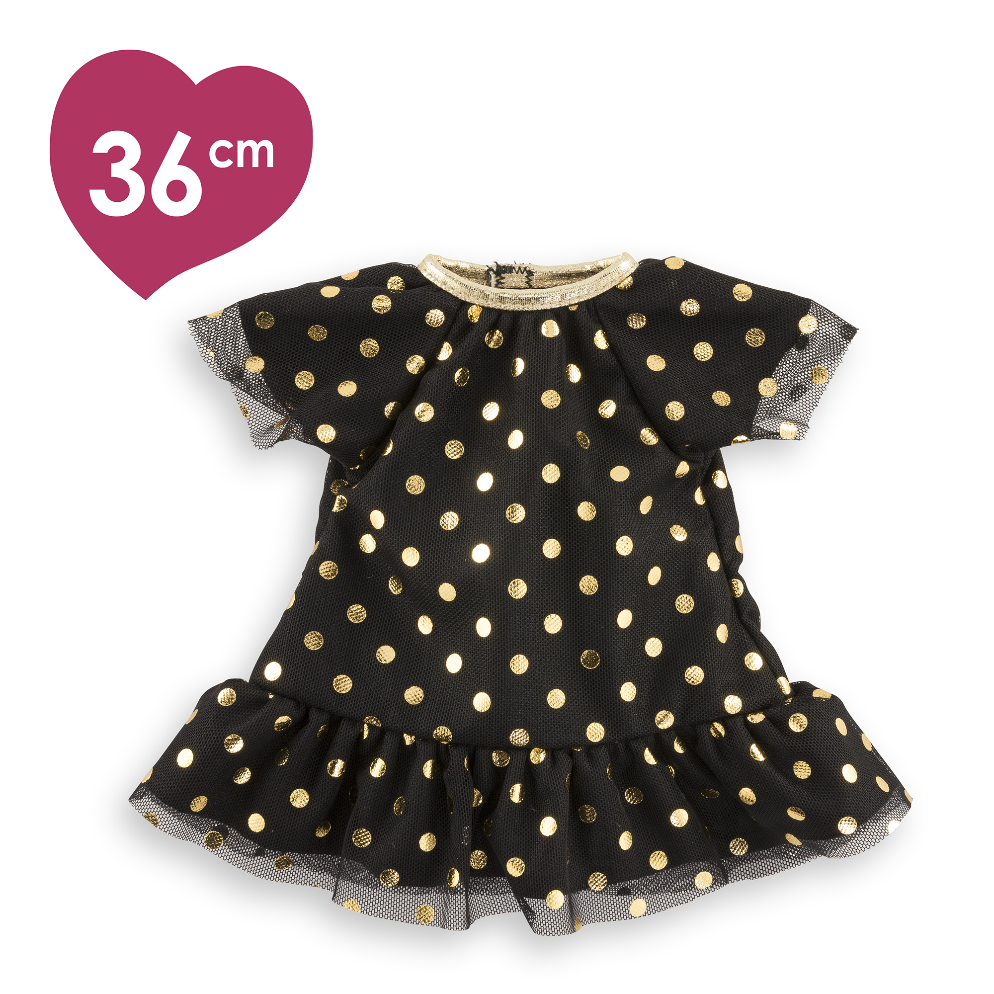 Petite Robe Noire - Pois Or pour poupée ma Corolle, COROLLE