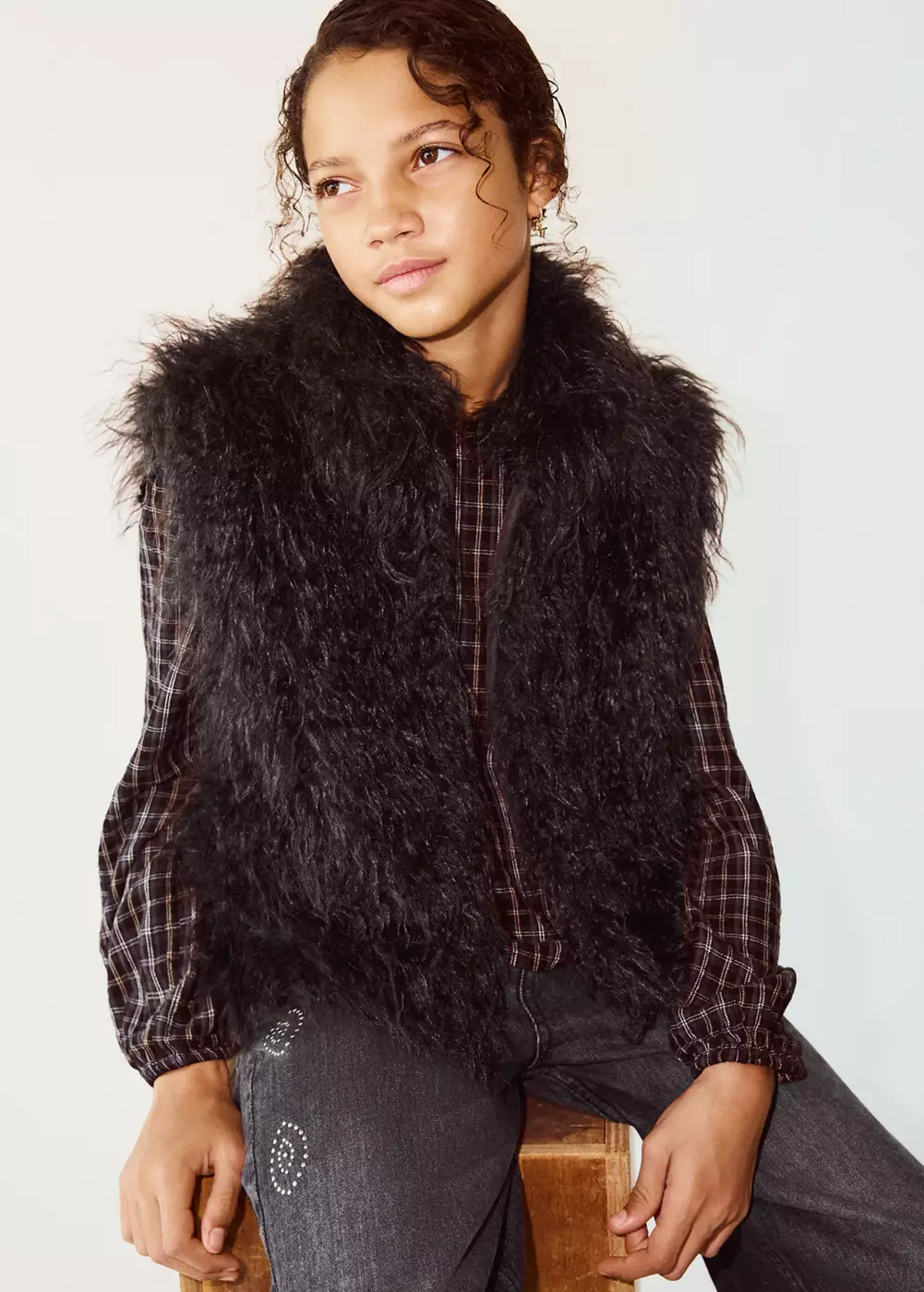 Gilet imitation fourrure, MANGO KIDS