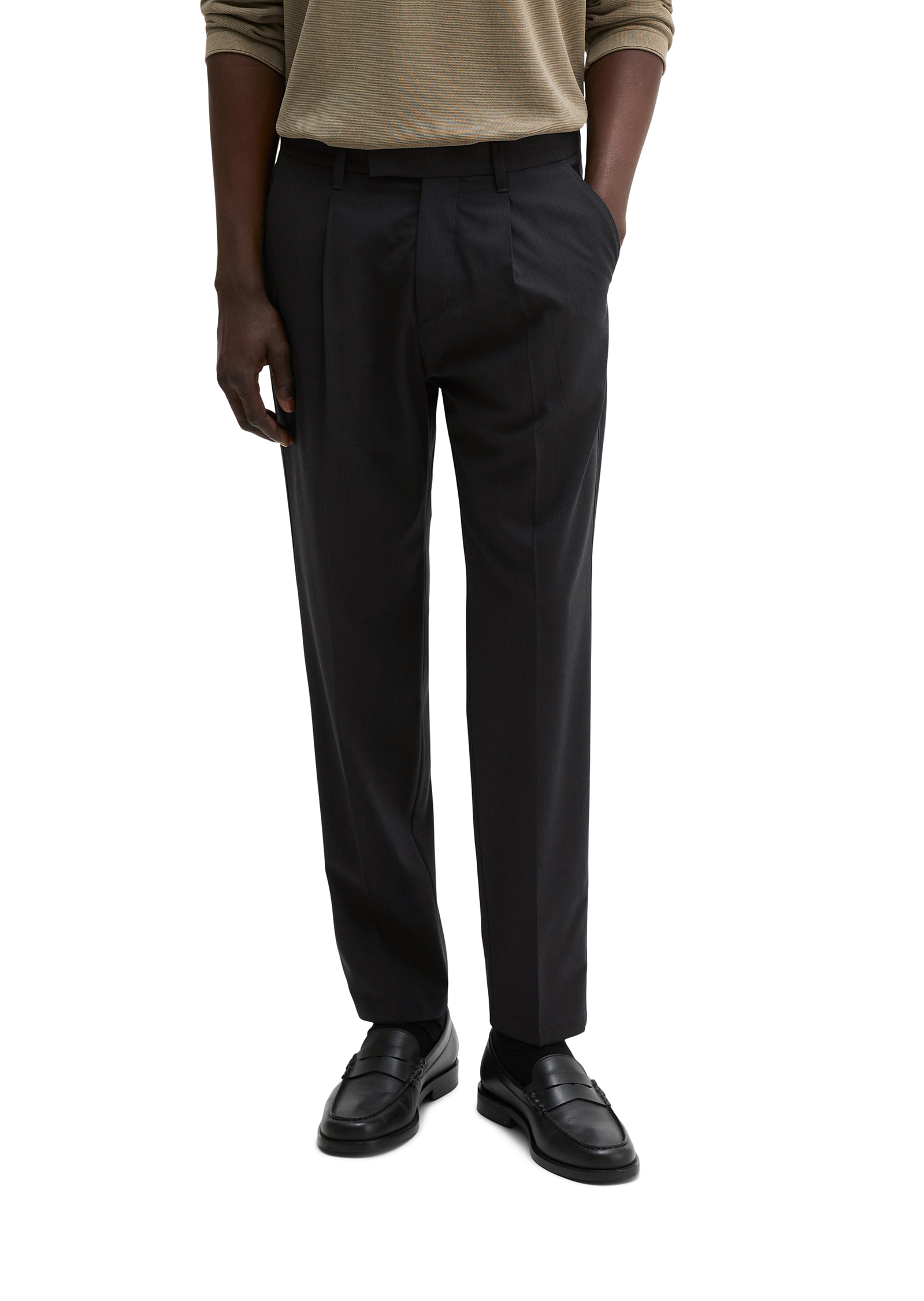 Pantalon modèle Belsbo pleats relaxed en laine mélangée estivale, MARC O'POLO