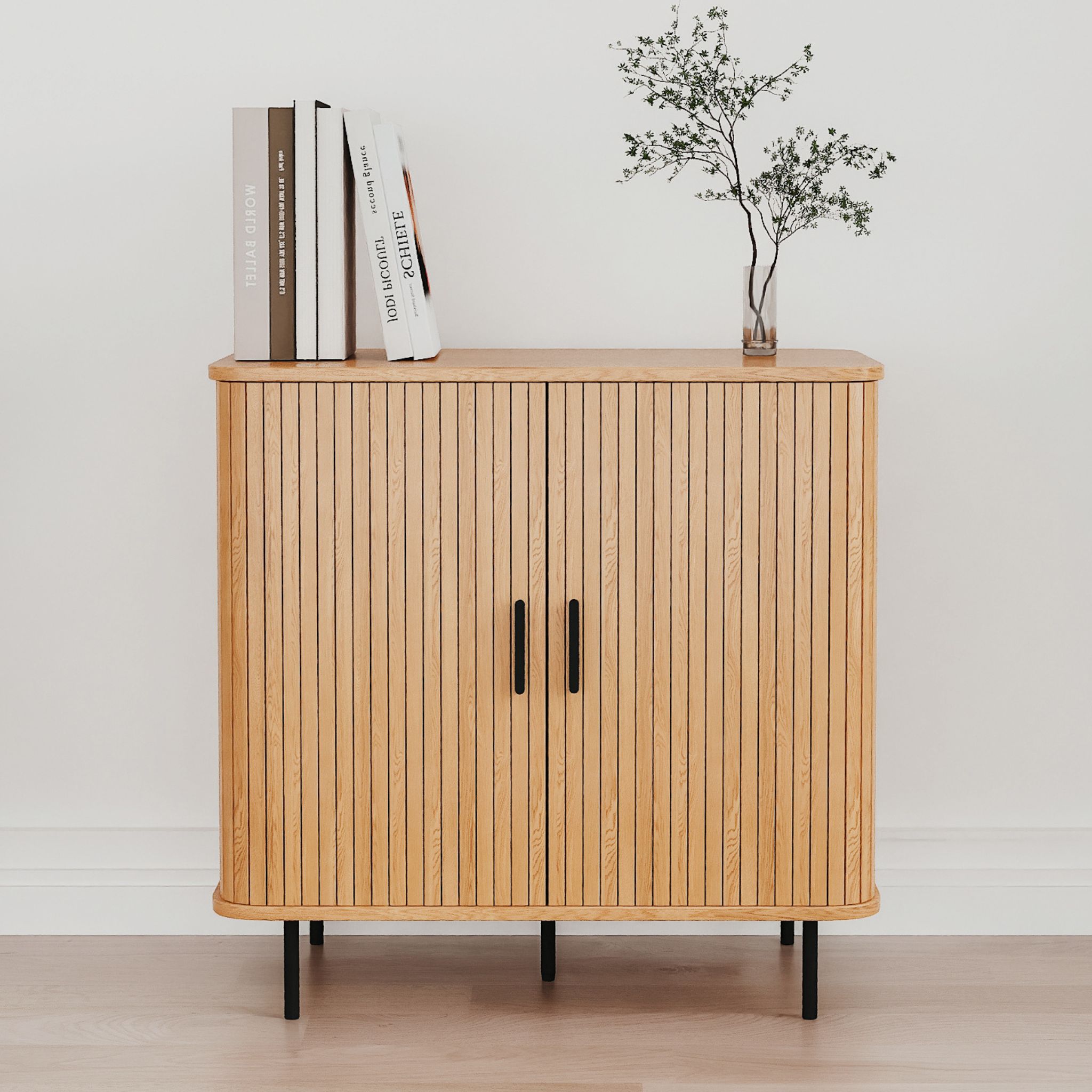 Commode bois à portes coulissantes scandinave, TERRE DE NUIT