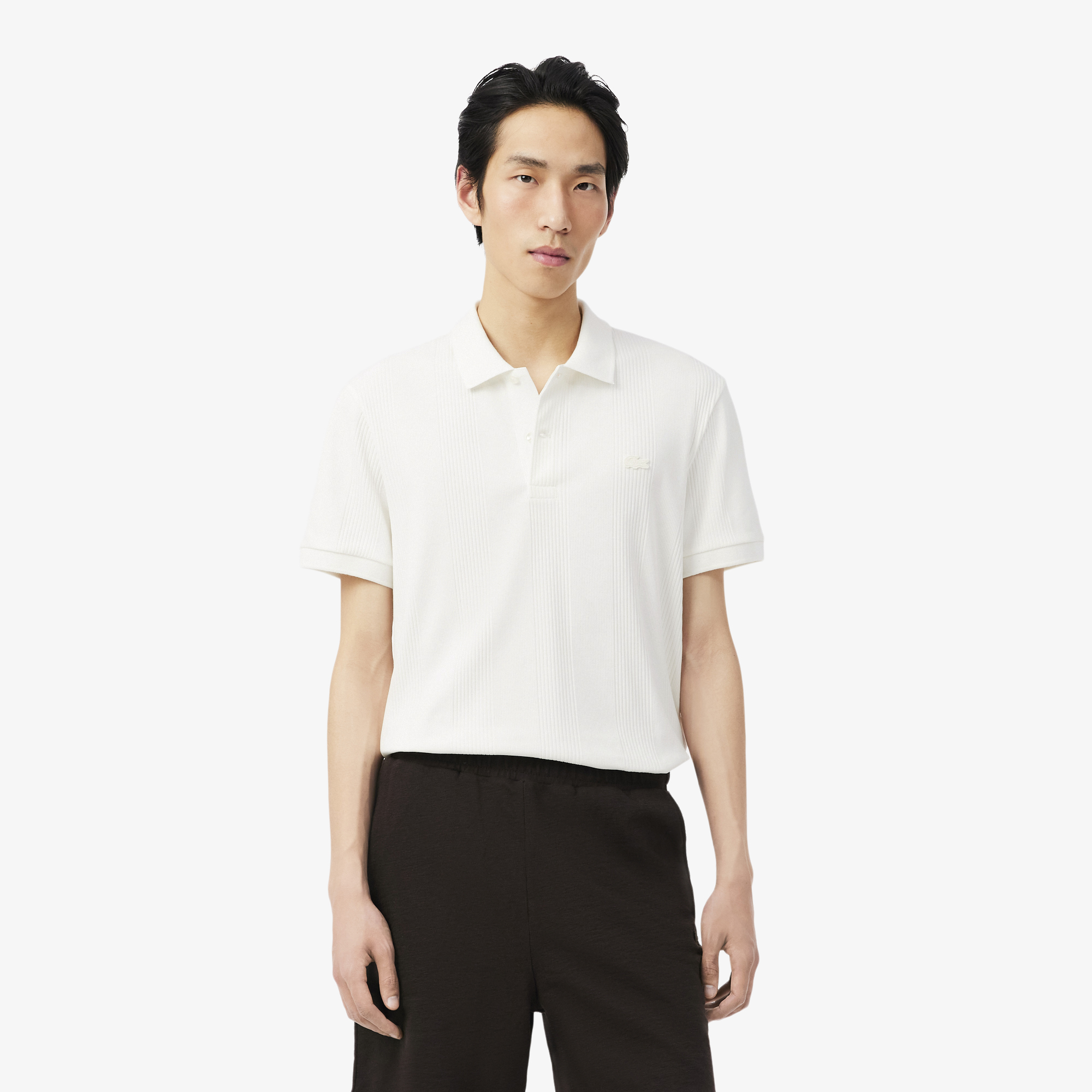 Polo classic fit maille côtelée, LACOSTE