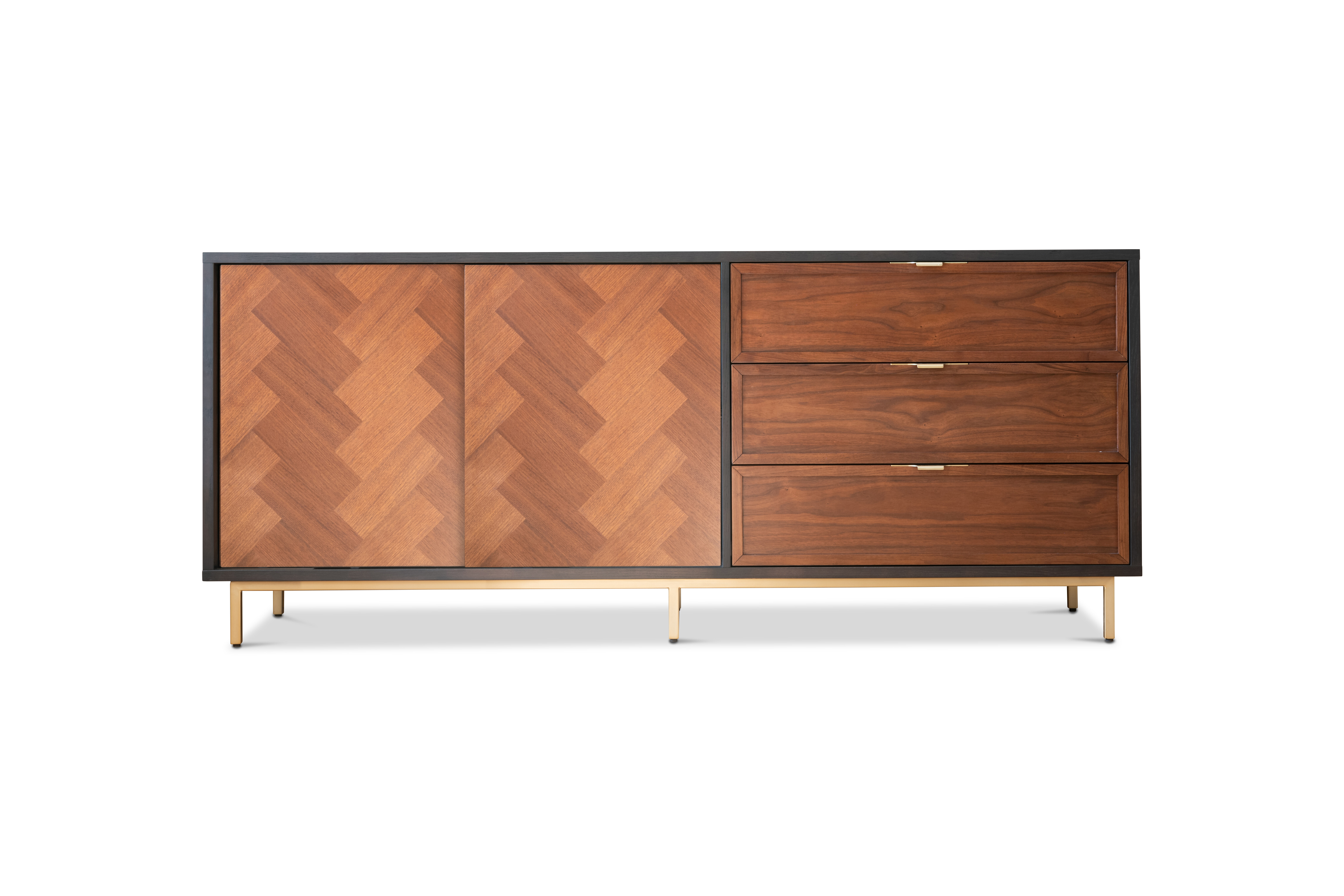 Buffet en chêne plaqué foncé NEUTRA, PRODUIT INTERIEUR BRUT
