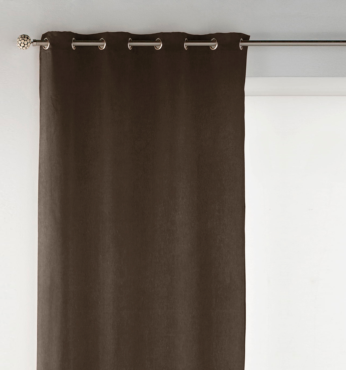 Rideau à oeillets en velours chocolat 140x270 cm à l'unité, NAF NAF HOME