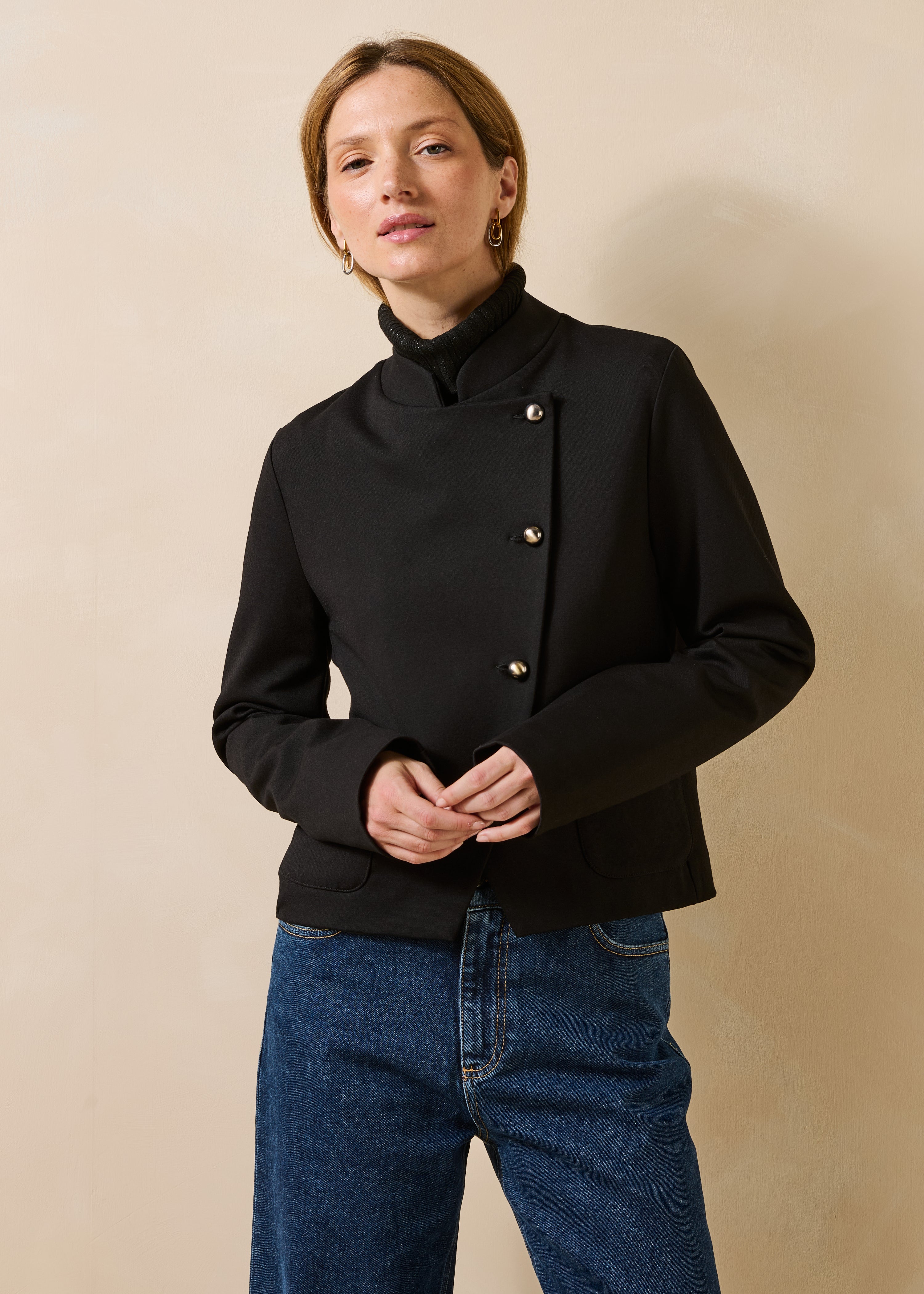 Veste manches longues col mao, LA FEE MARABOUTEE