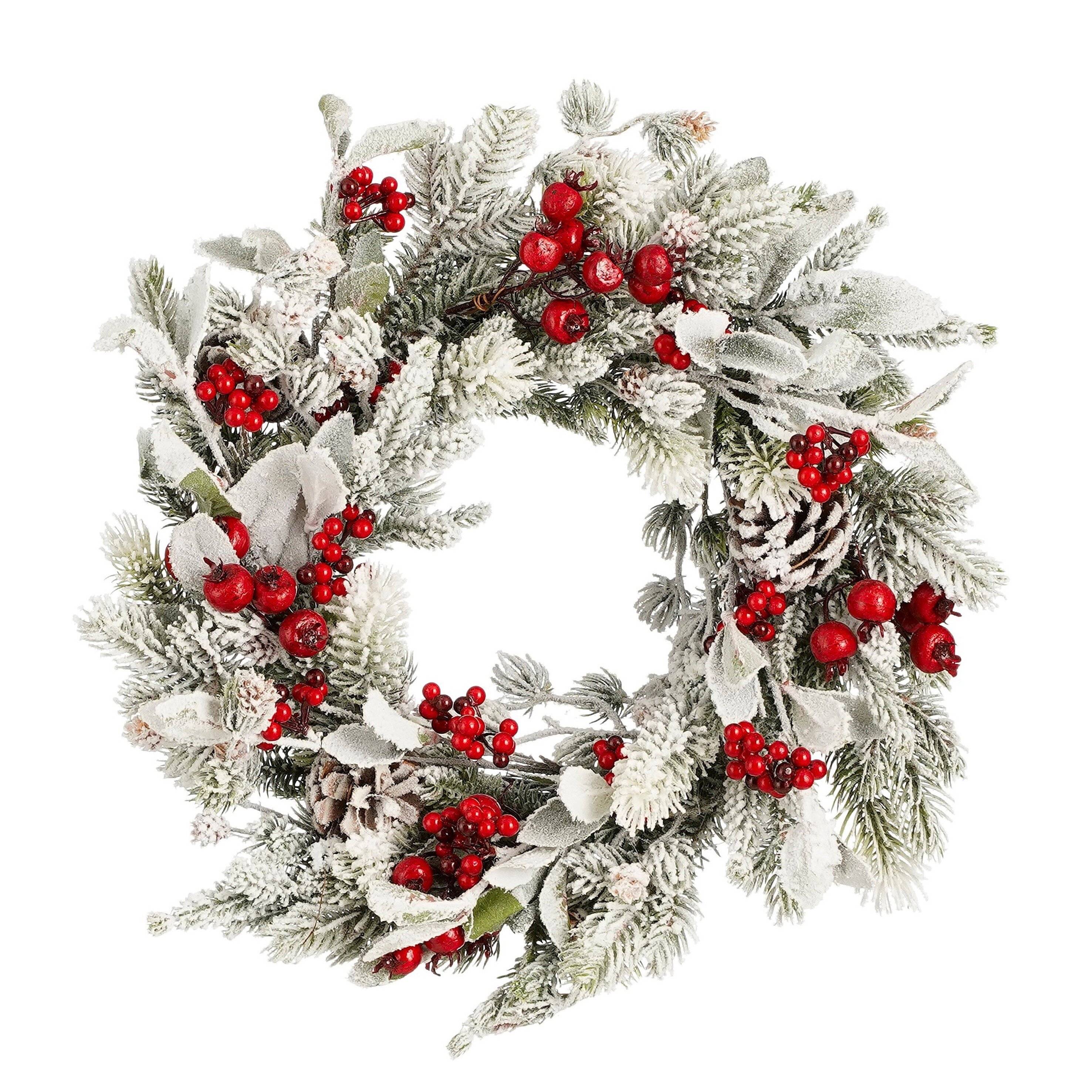 Couronne de Noël enneigée Ø40 cm BELFORT, MICA DECORATIONS