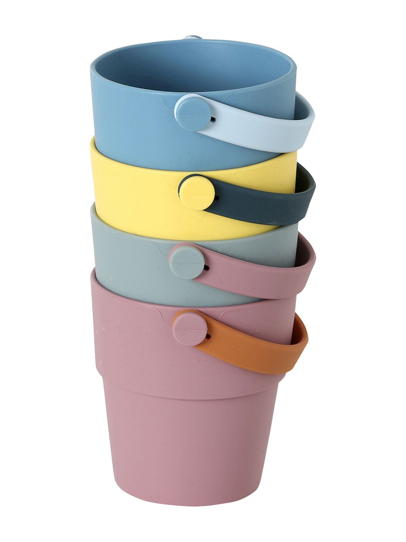 Lot de 4 seaux de bain colorés en silicone, VERTBAUDET