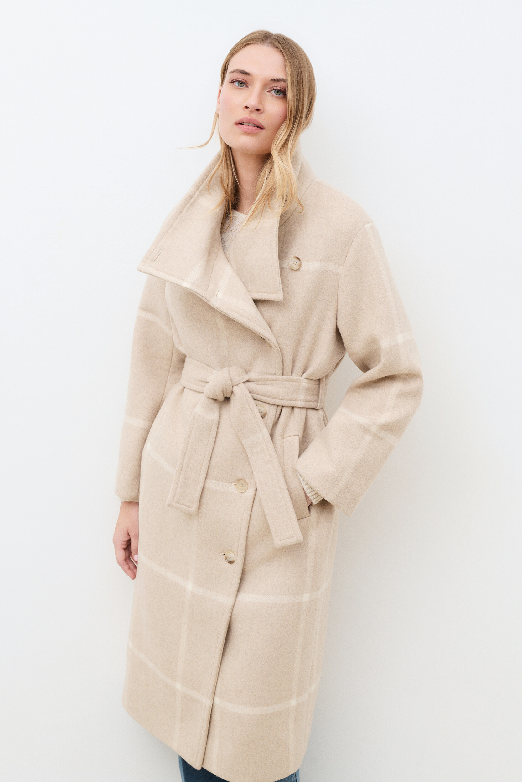 Manteau droit col tailleur GROMEOCHECK, CAROLL