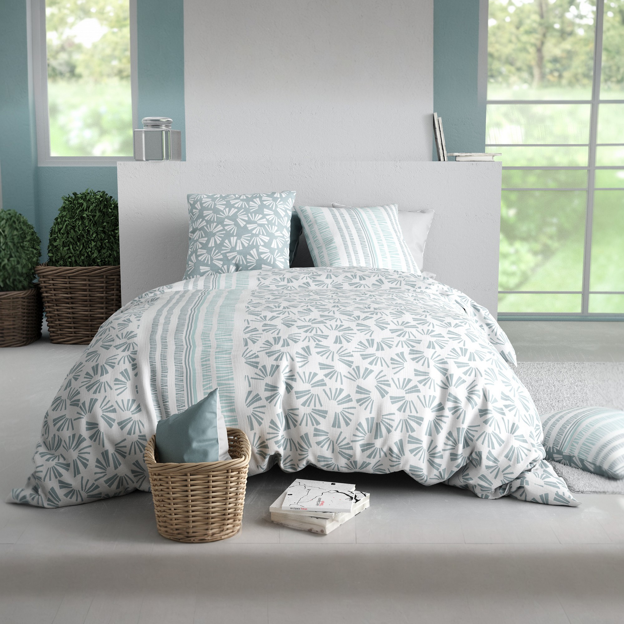 Parure de lit - Housse de couette + taie 100% Coton 57 fils, EDEN
