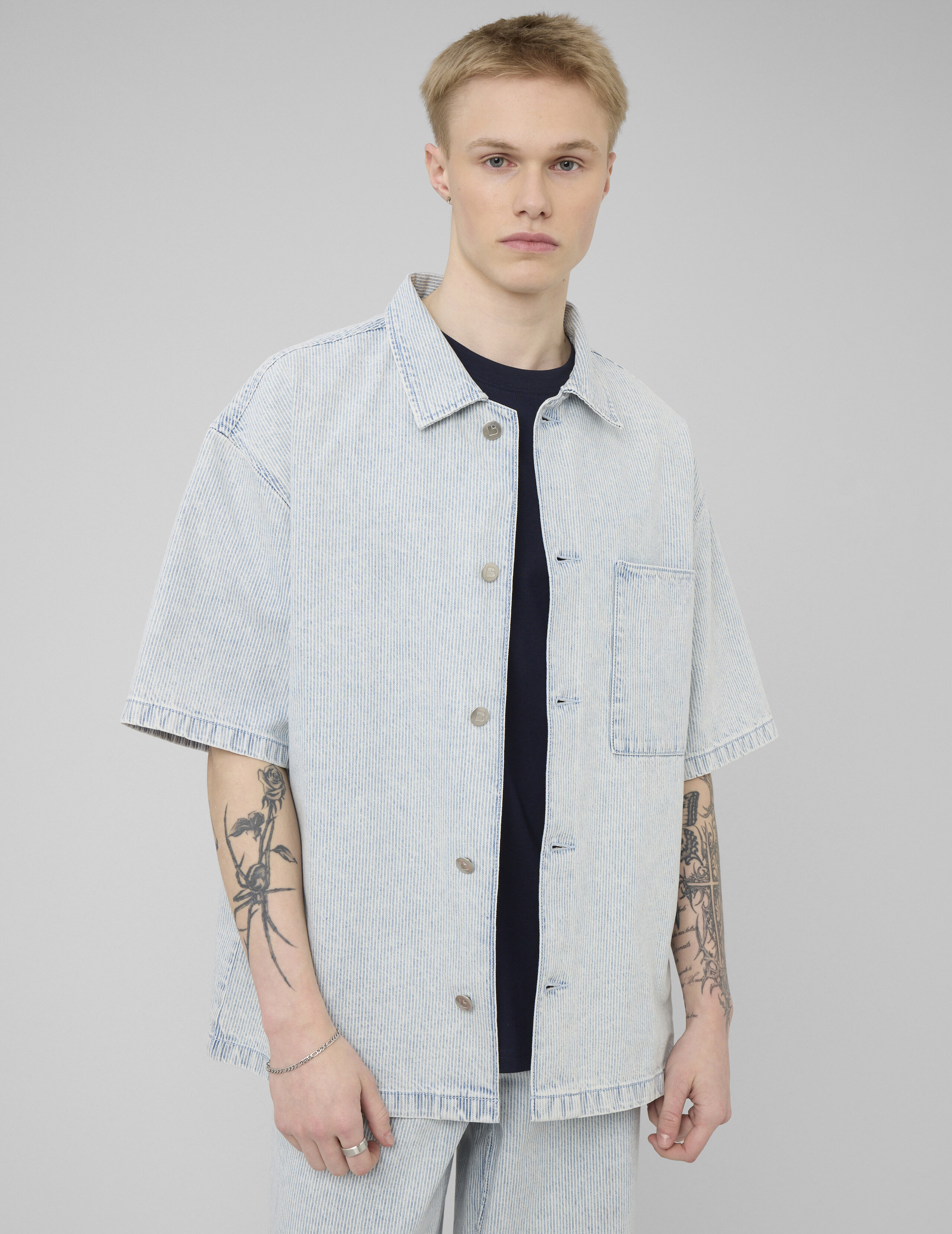 Chemise manches courtes rayée, BZB