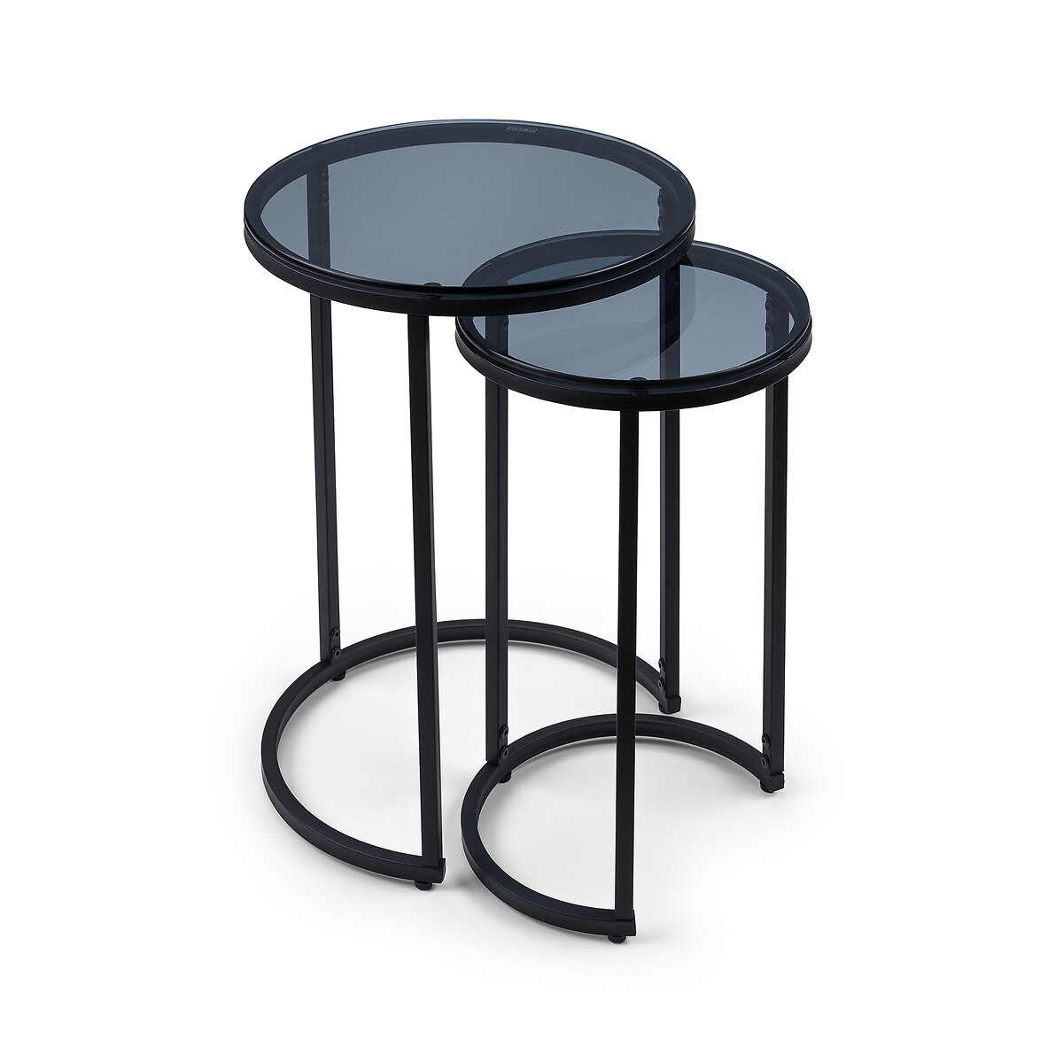Dallas Smoked Glass Round Side Table Nest (Set of 2), SO'HOME