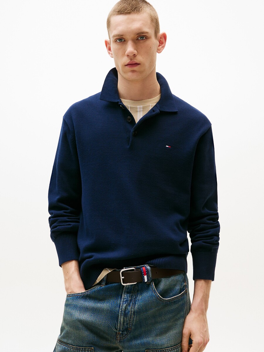 Pull à col boutonné, TOMMY JEANS