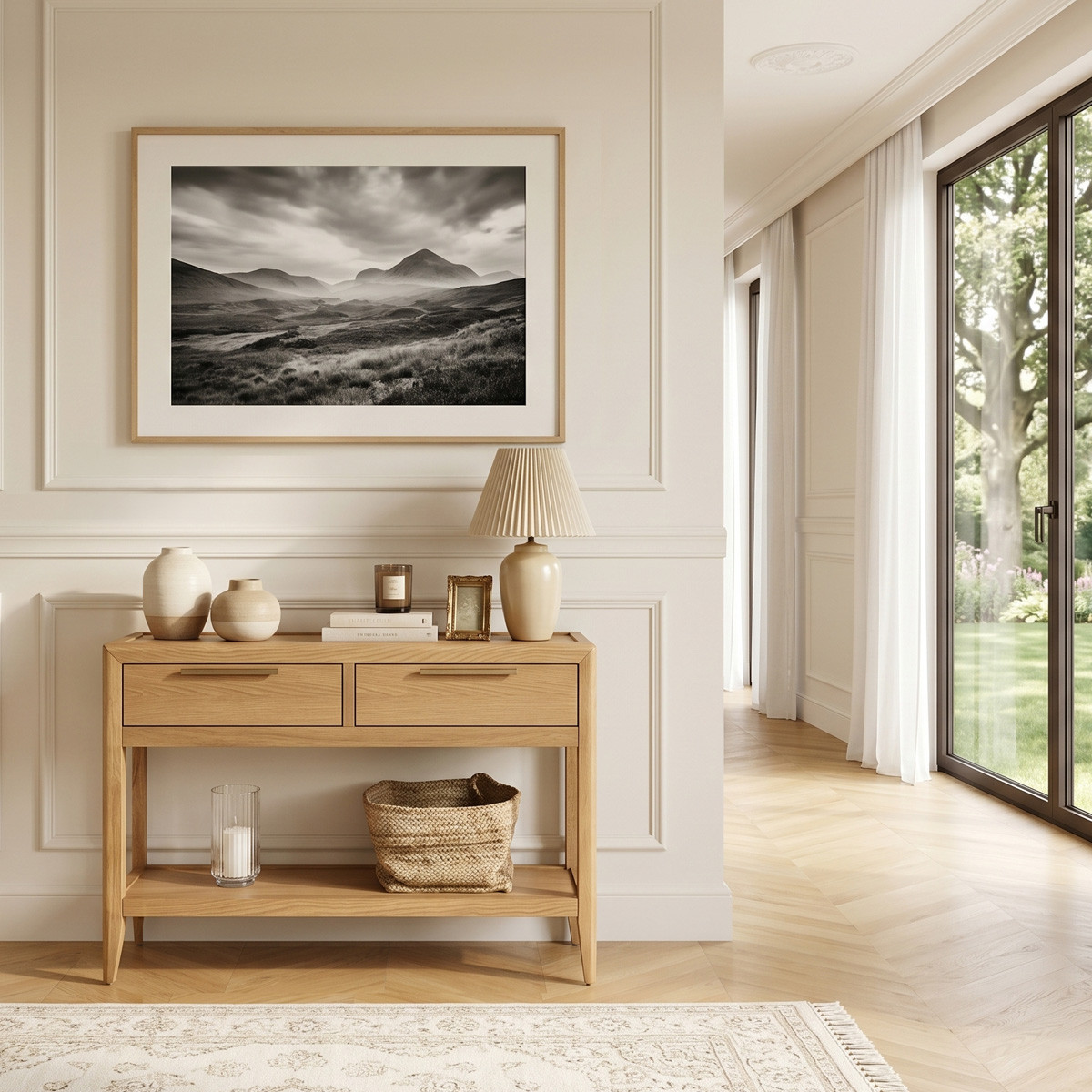 Console style contemporain en chêne, 2 tiroirs TENNESSEE, ROBIN DES BOIS