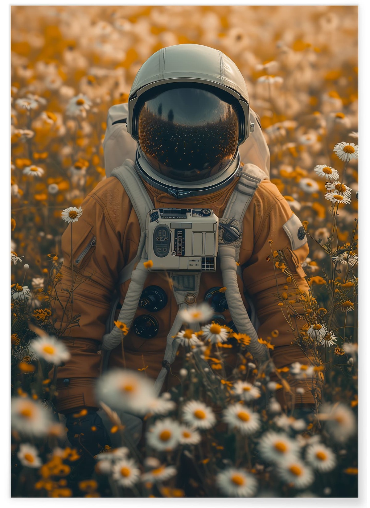 Affiche Astronaute dans un Champ de Fleurs, L'AFFICHERIE