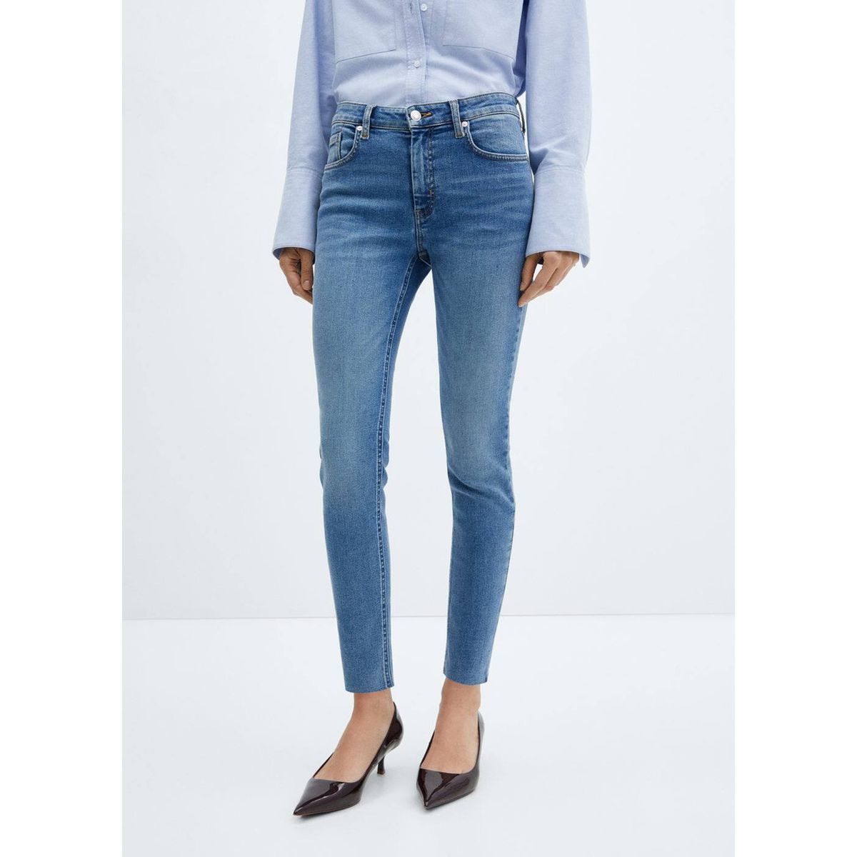 Jeans skinny crop bleu moyen Mango La Redoute