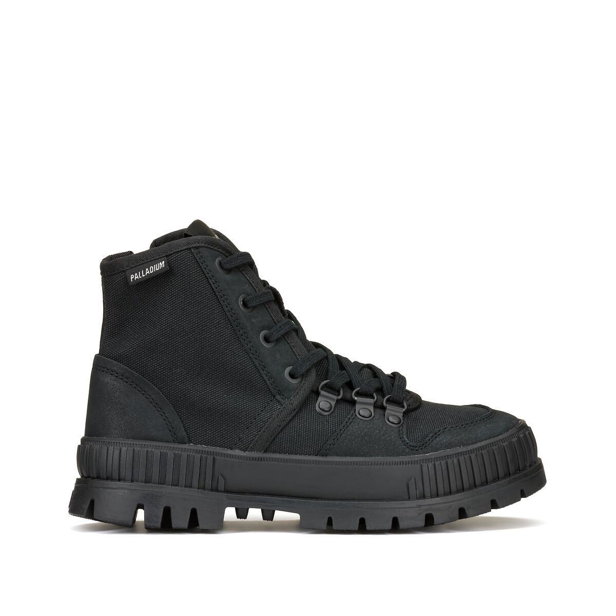 Pallashock hiker high top trainers in canvas/leather black Palladium ...