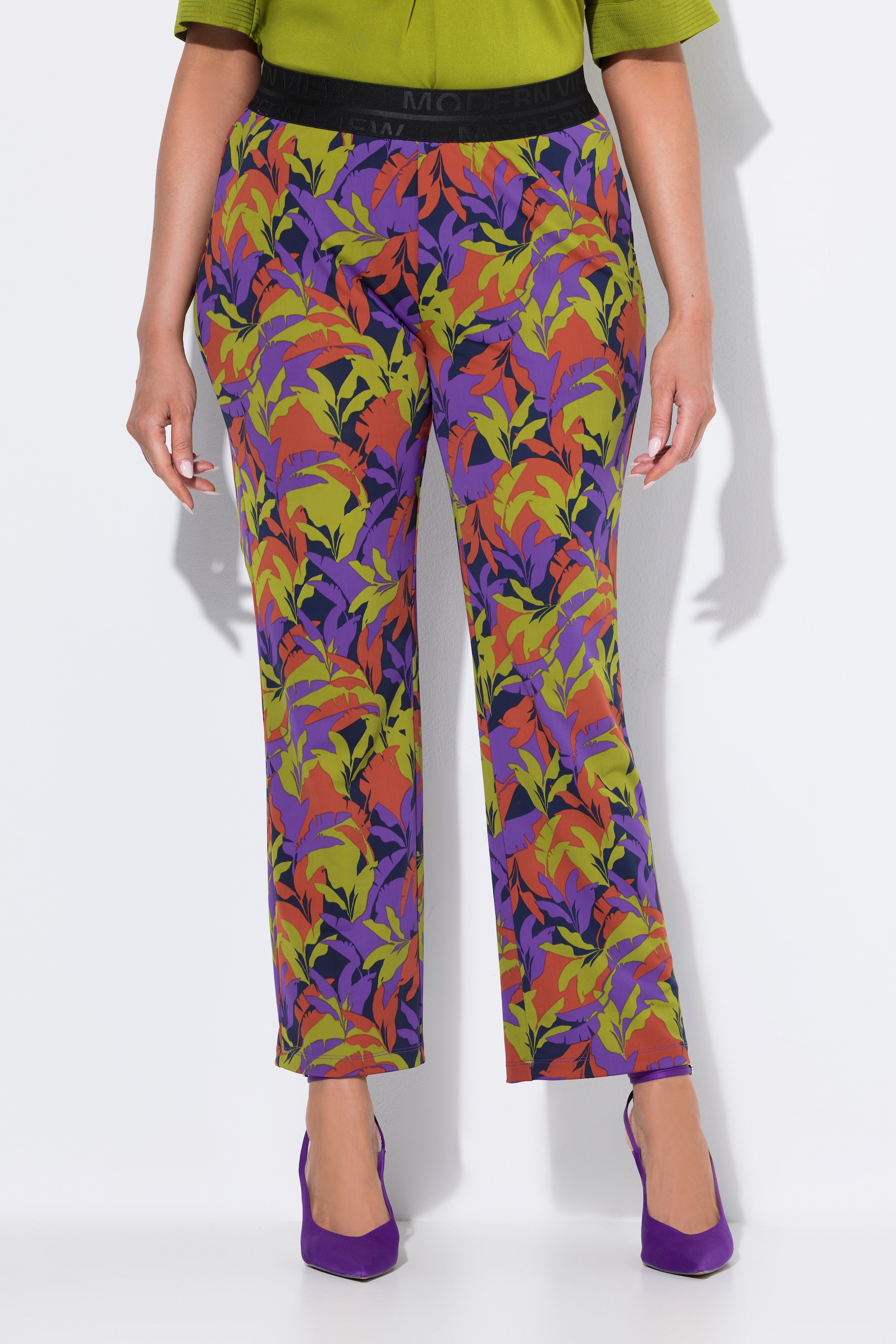 Pantalon Sienna en jersey motif feuilles, ULLA POPKEN