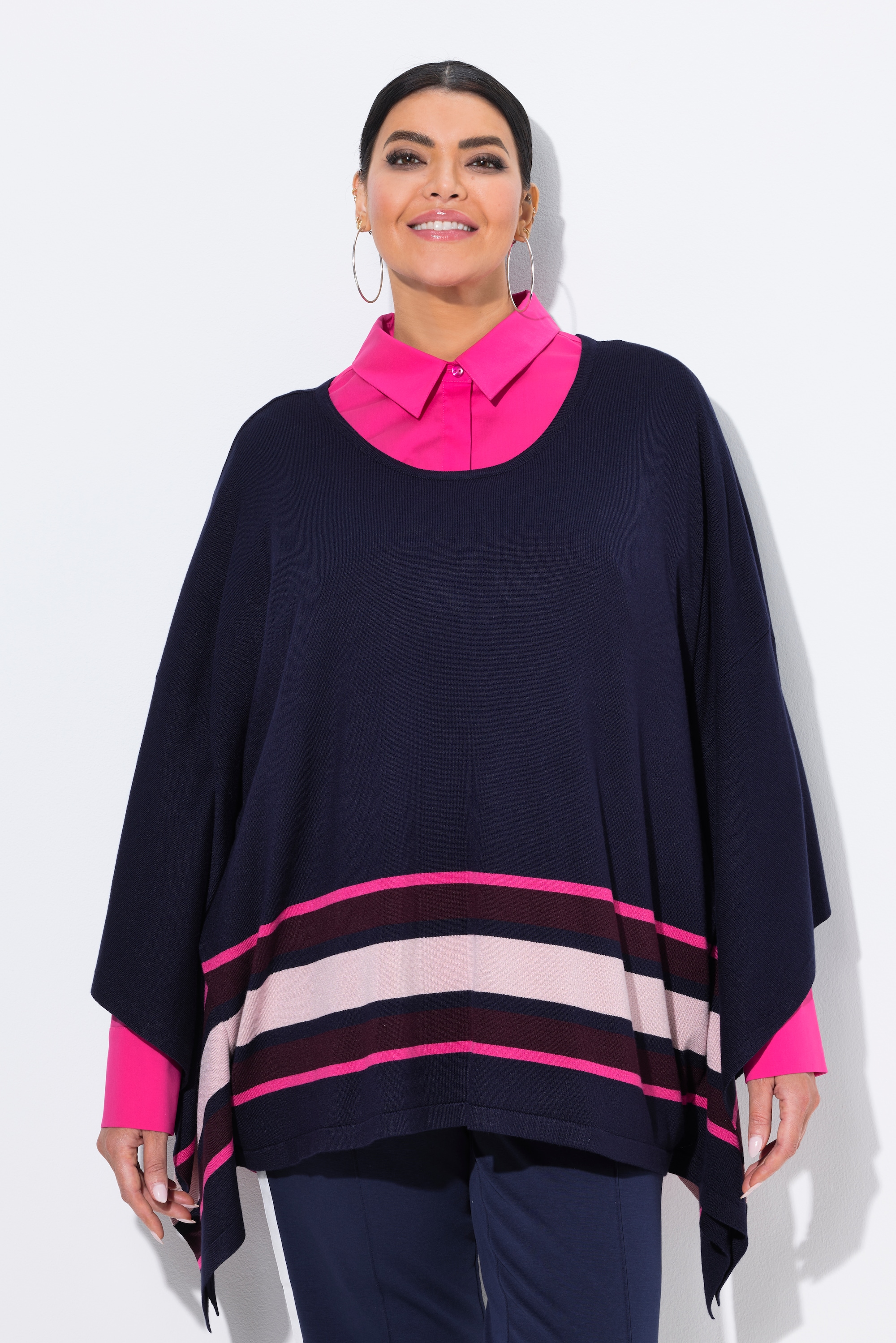 Cape en maille oversize, rayures à la base, ULLA POPKEN