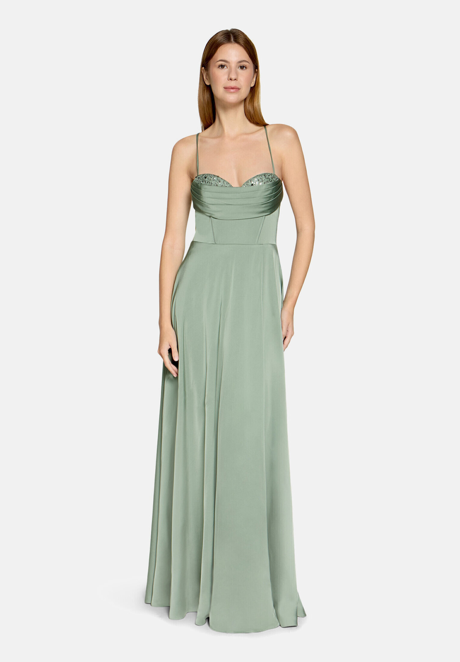 Robe de soirée à encolure bénitier, VERA MONT