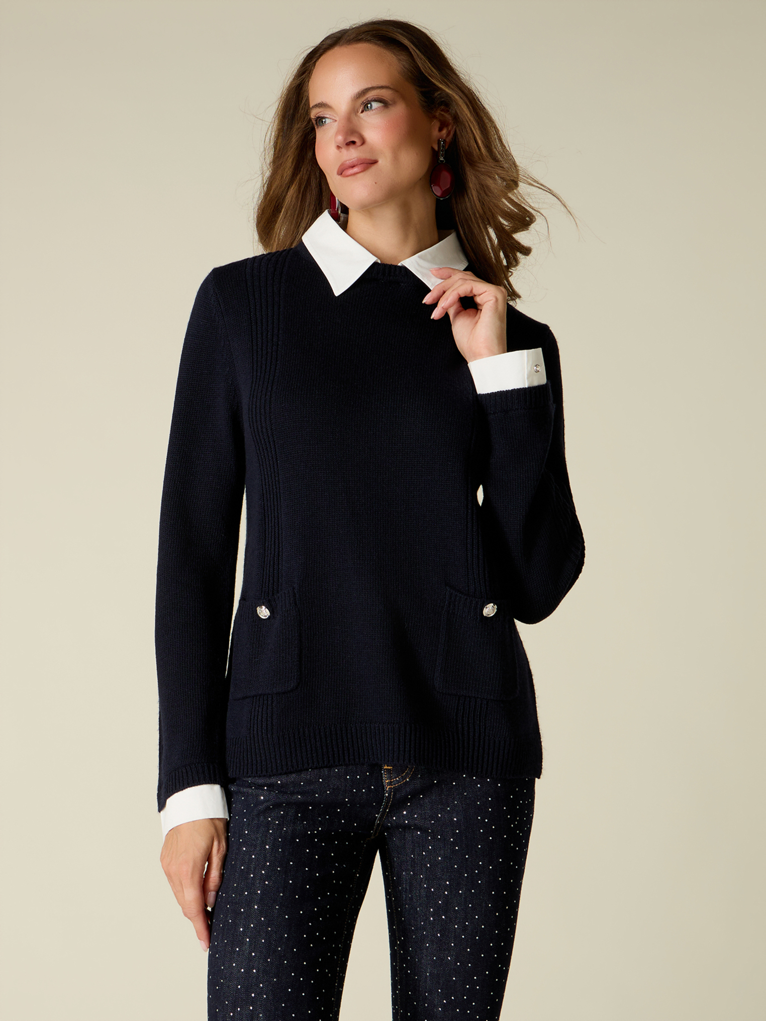 Pull avec détails chemise, OLTRE